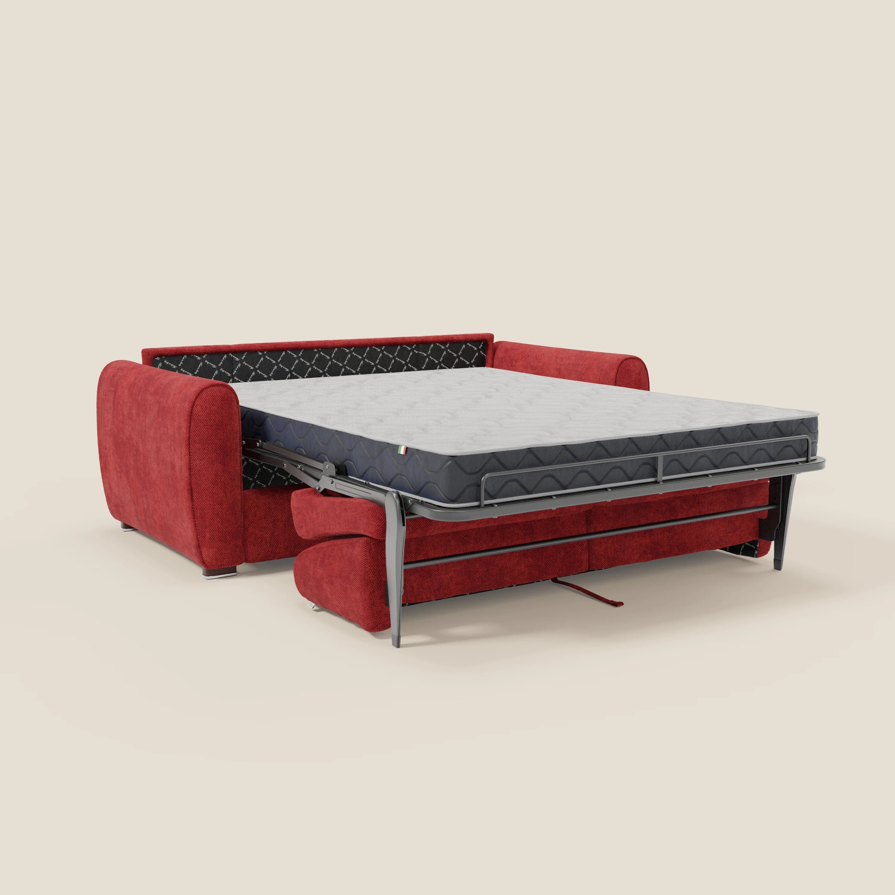 Kaleo Canapé convertible moderne avec matelas H17 cm - en tissu imperméable T26 rouge