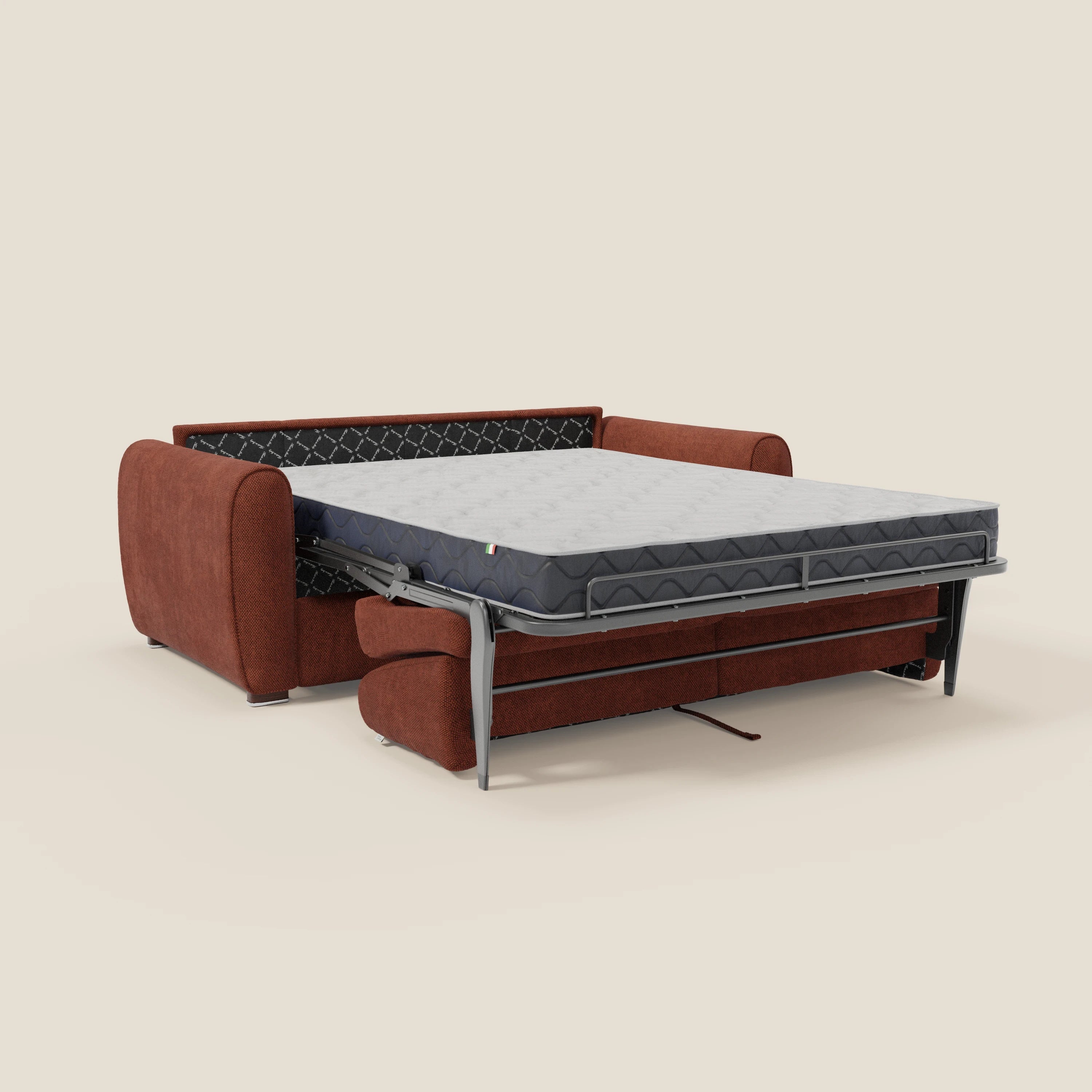 Kaleo Canapé convertible moderne avec matelas H17 cm - en tissu imperméable T26 orange rouille