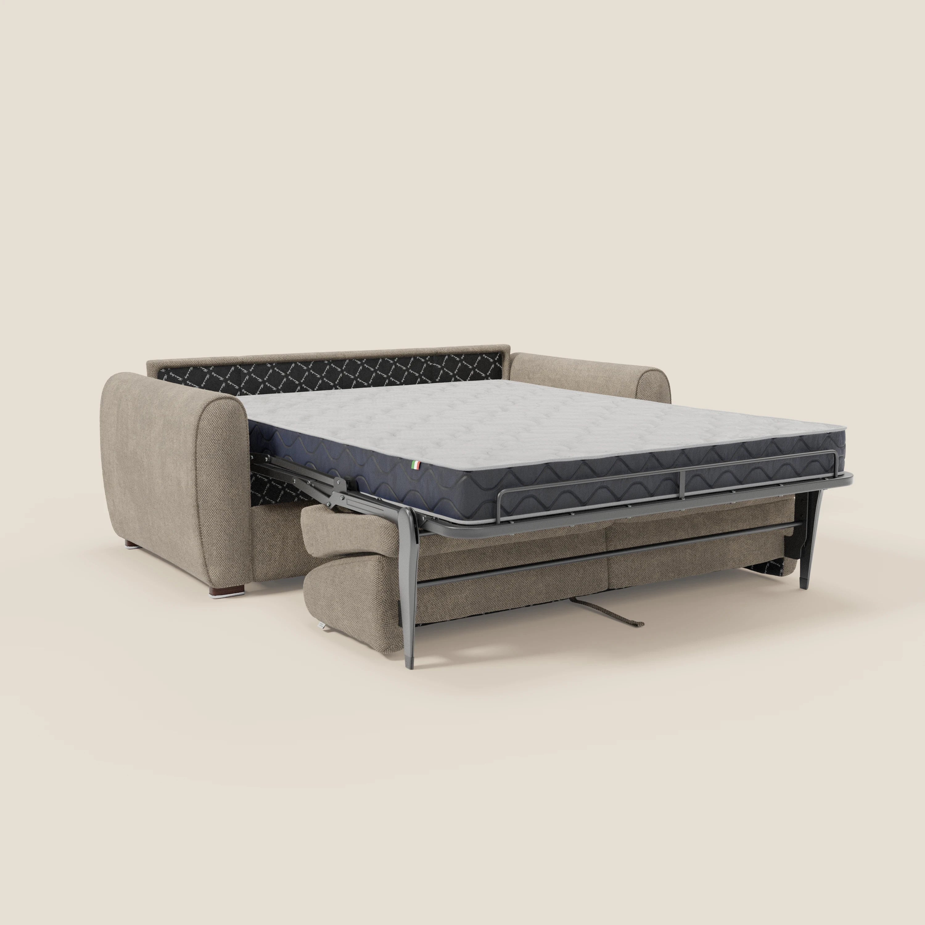 Kaleo Canapé convertible moderne avec matelas H17 cm - en tissu imperméable T26 taupe