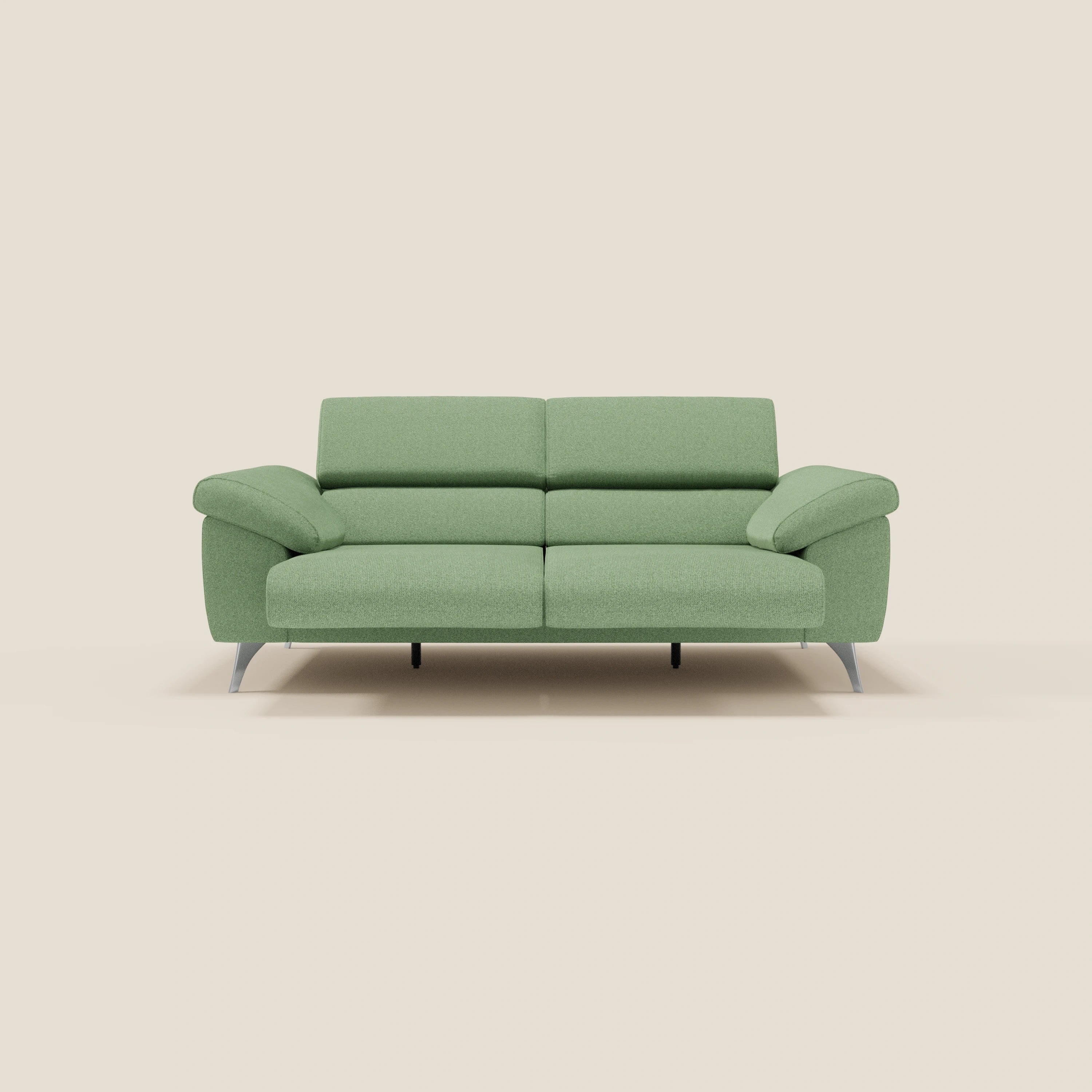 Donatello Canapé avec assises extensibles accoudoirs avec coffre et têtières inclinables en tissu détachable T23 vert menthe