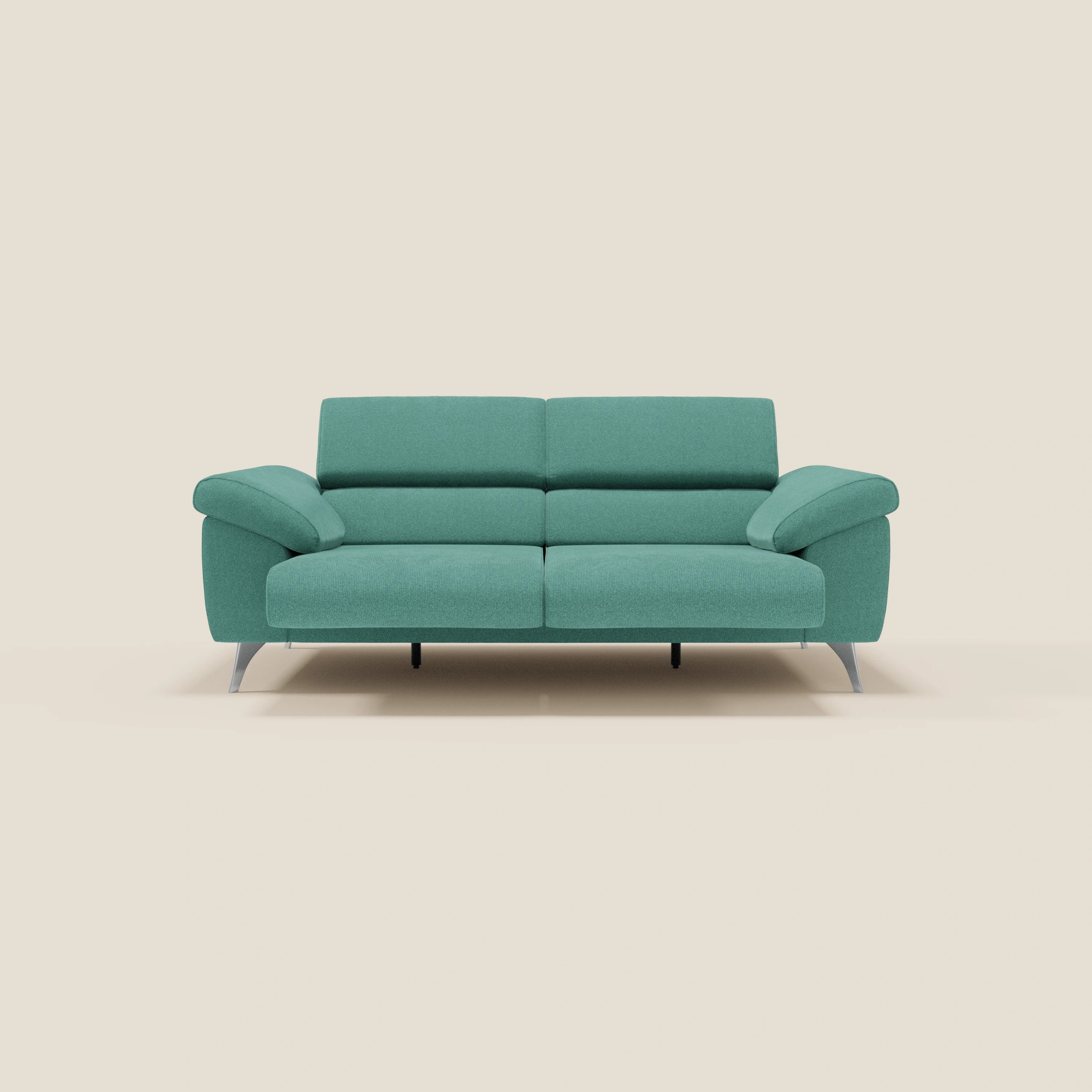 Donatello Canapé avec assises extensibles accoudoirs avec coffre et têtières inclinables en tissu détachable T23 vert aquamarine