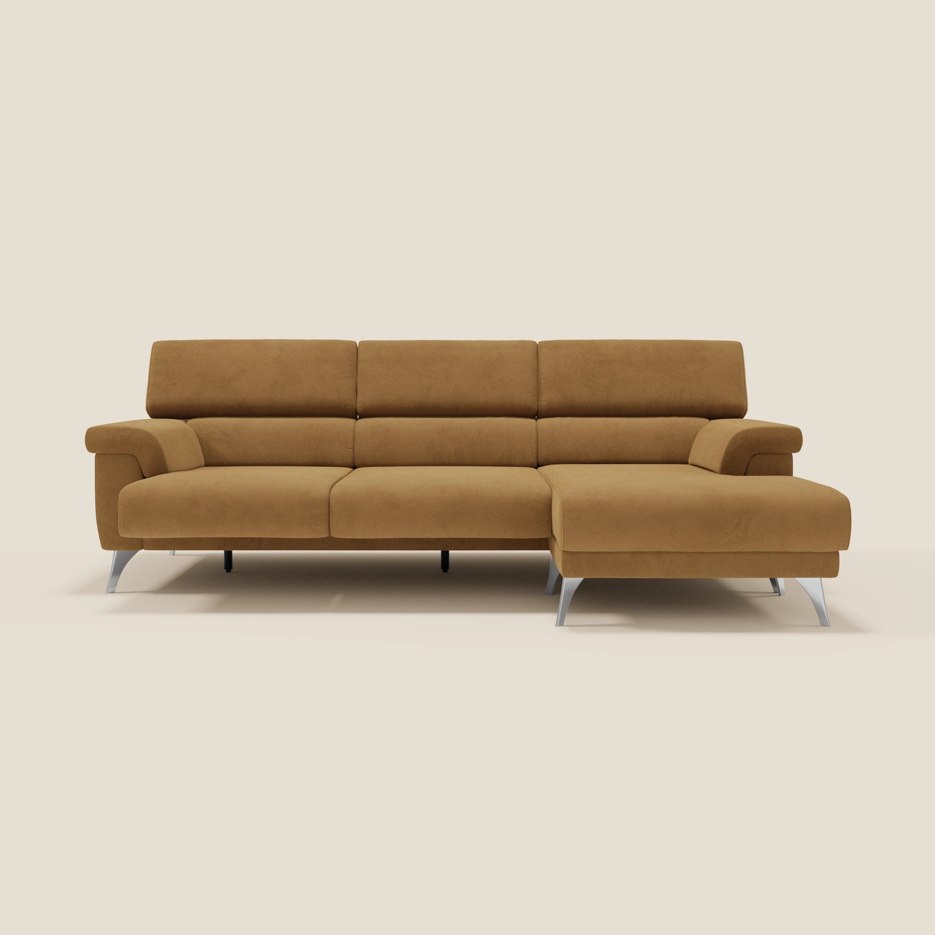 Raffaello Canapé d'angle avec assises coulissantes et têtières en microfibre détachable T11 cuir