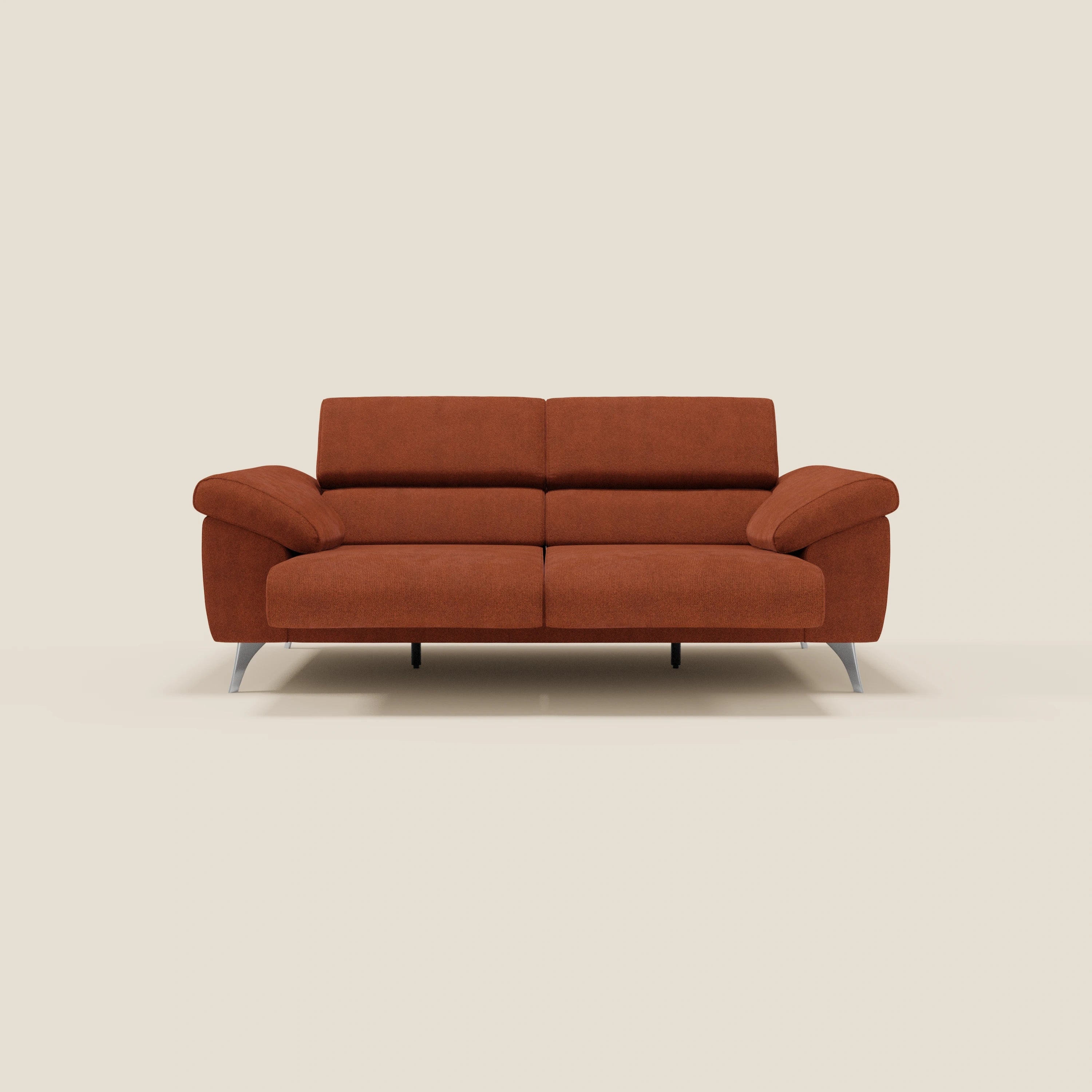 Donatello Canapé avec assises extensibles accoudoirs avec coffre et têtières inclinables en tissu détachable T23 orange rouille