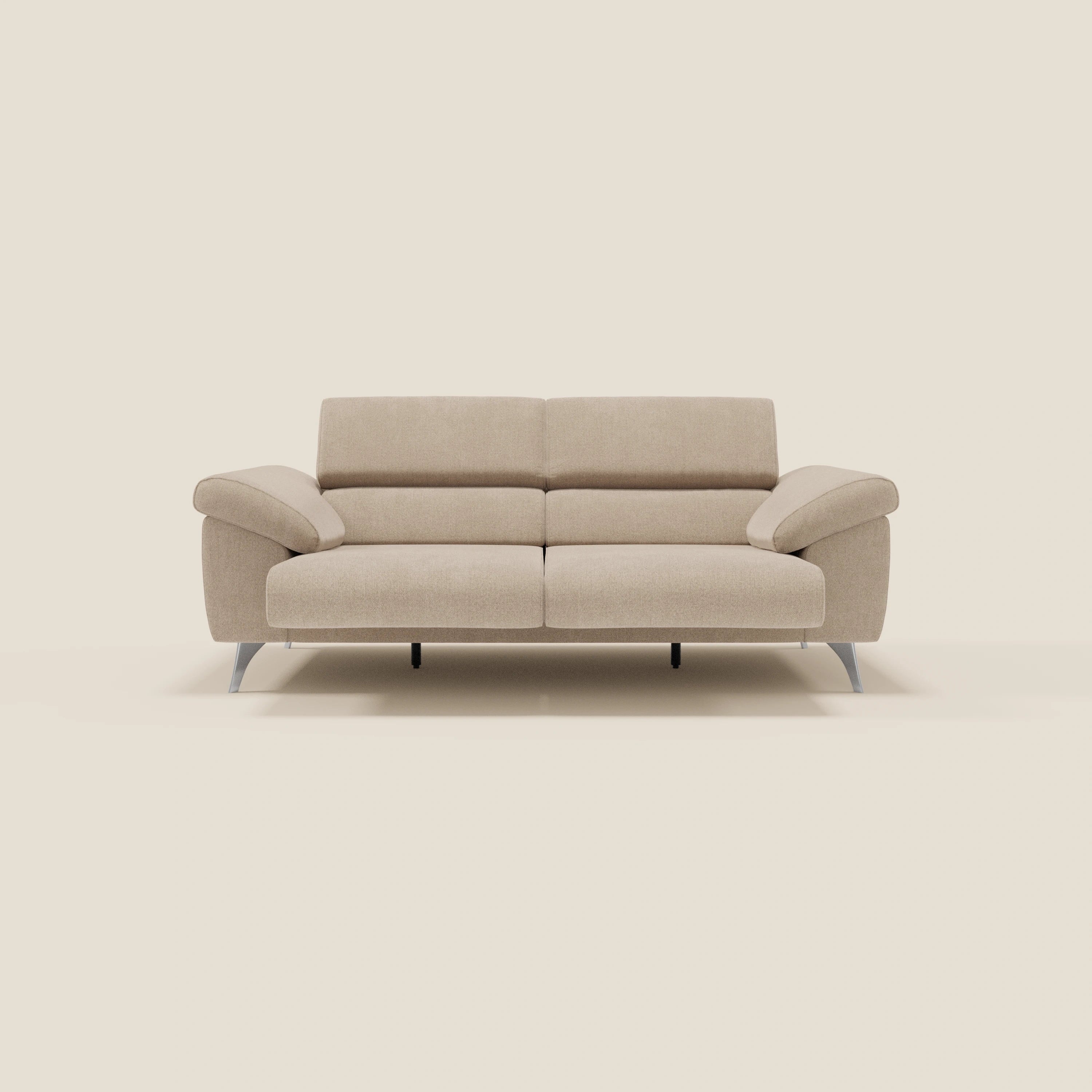 Donatello Canapé avec assises extensibles accoudoirs avec coffre et têtières inclinables en tissu détachable T23 beige
