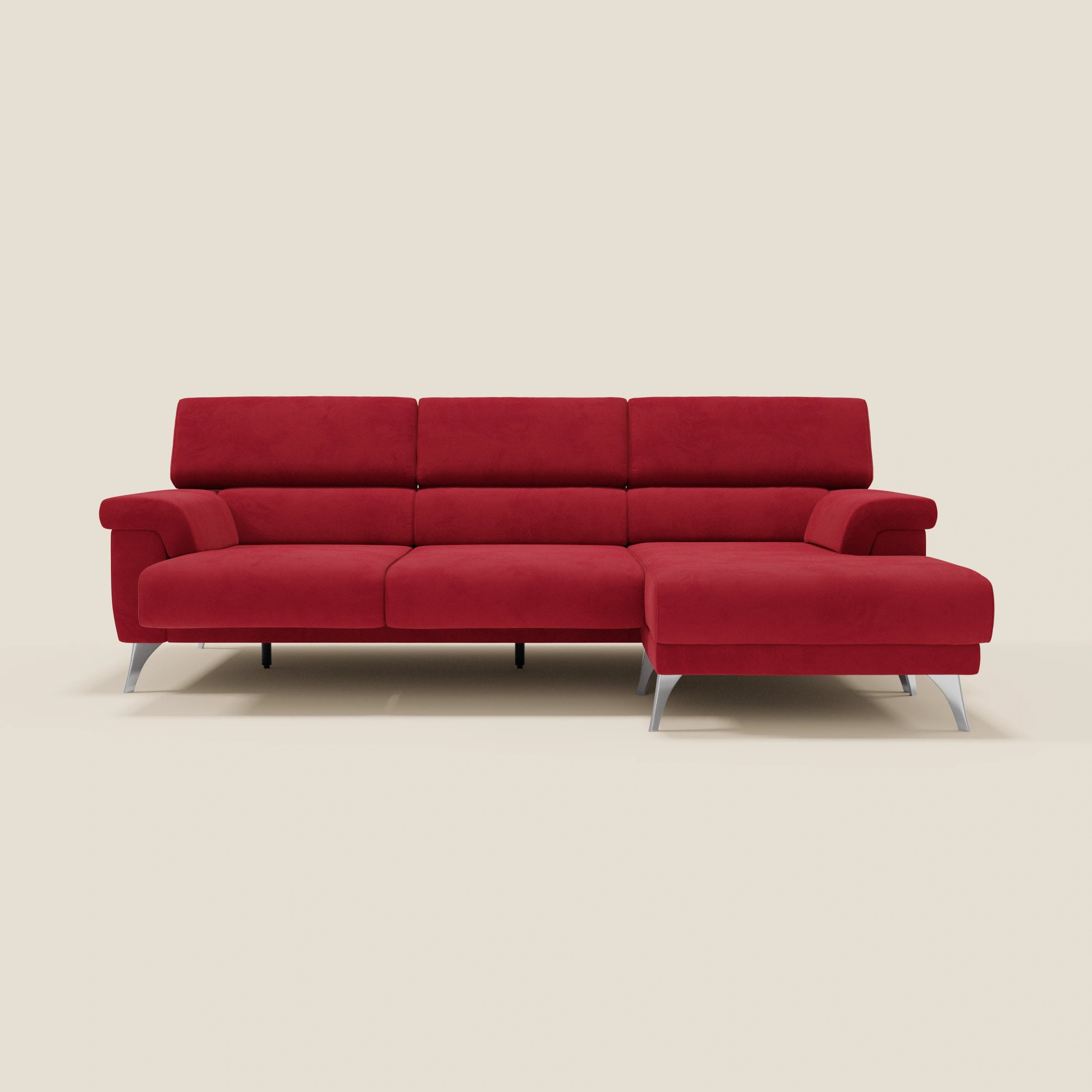 Raffaello Canapé d'angle avec assises coulissantes et têtières en microfibre détachable T11 rouge