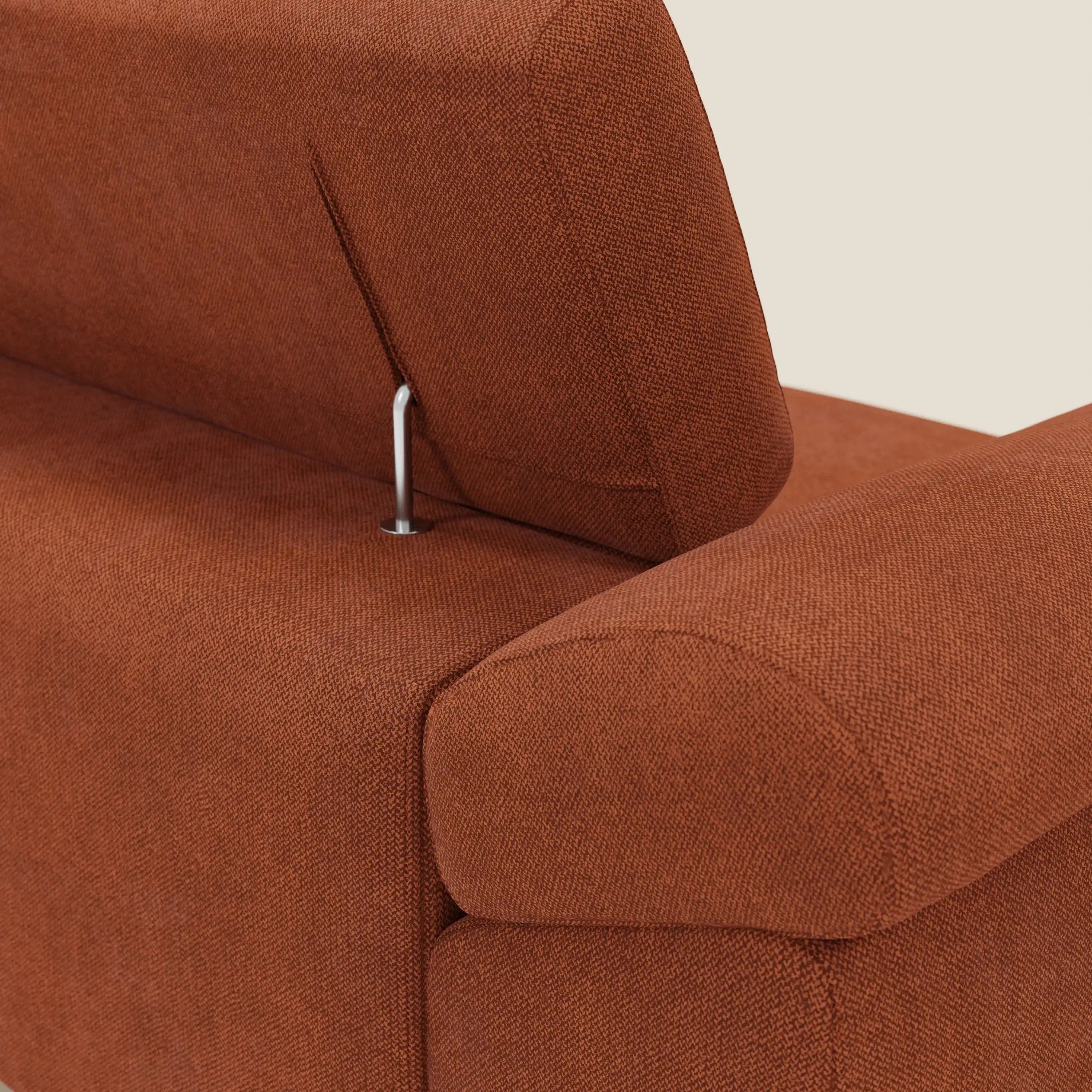 Donatello Canapé avec assises extensibles accoudoirs avec coffre et têtières inclinables en tissu détachable T23 orange rouille