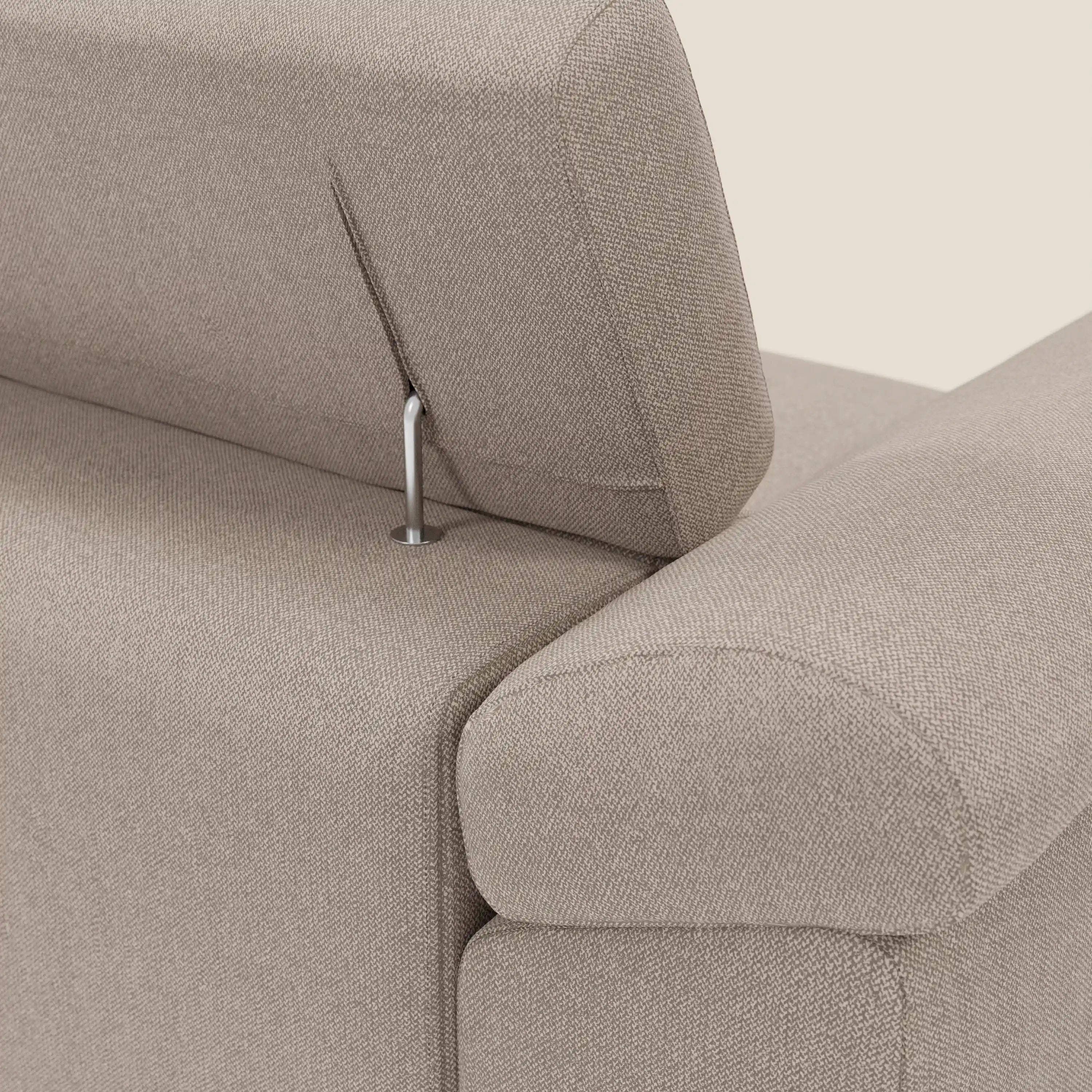 Donatello Canapé d'angle avec assises extensibles accoudoirs avec coffre et têtières en tissu détachable T23 tortora