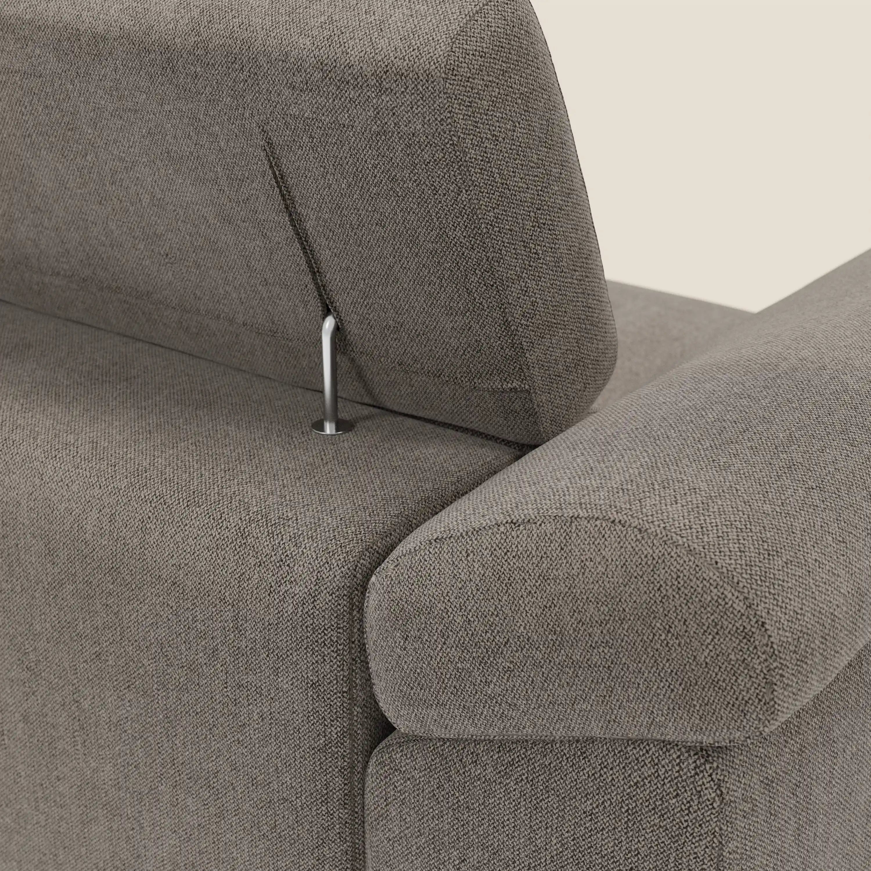 Donatello Canapé d'angle avec assises extensibles accoudoirs avec coffre et têtières en tissu détachable T23 taupe