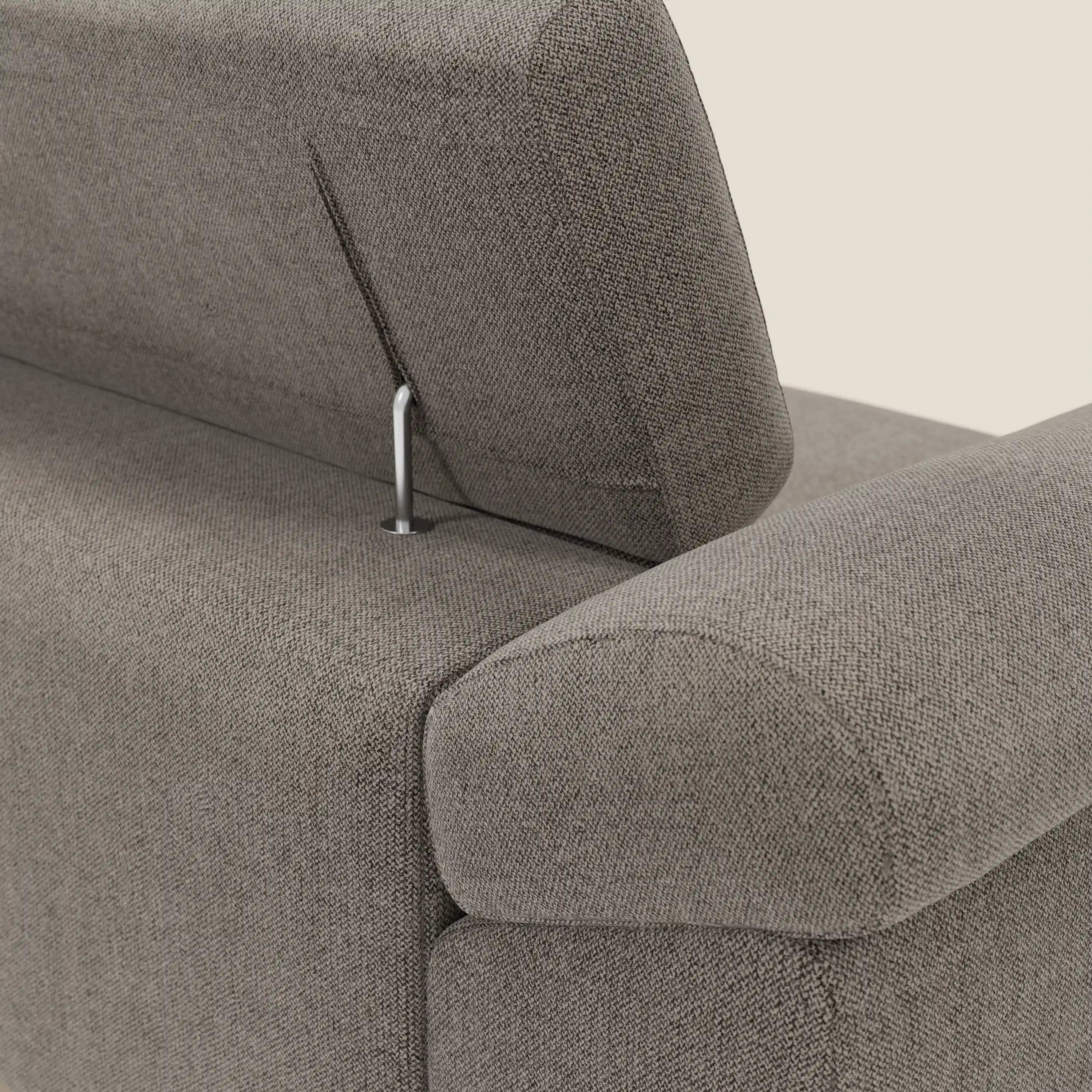 Donatello Canapé avec assises extensibles accoudoirs avec coffre et têtières inclinables en tissu détachable T23 taupe