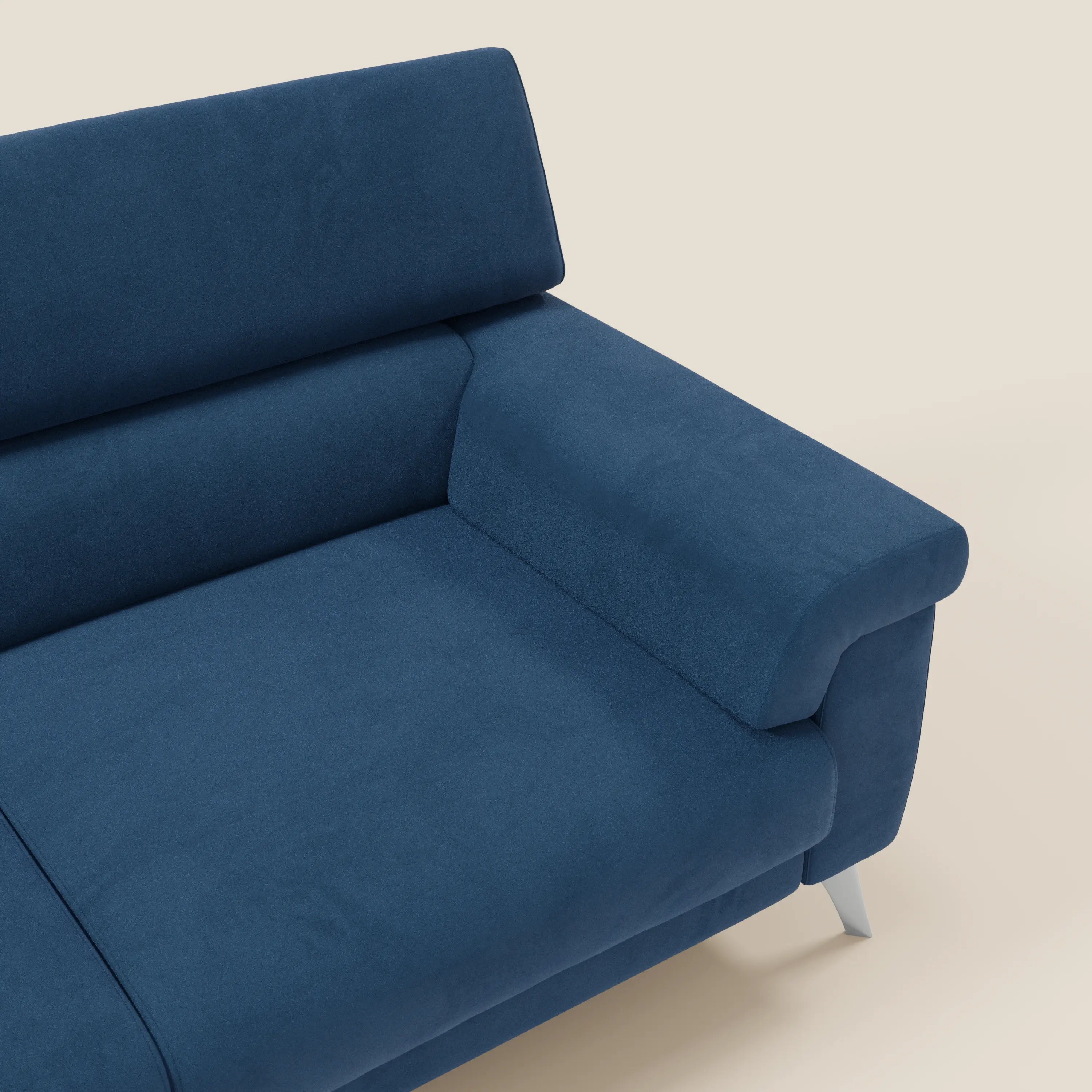 Raffaello Canapé  avec assises coulissantes et têtières inclinables en microfibre détachable T11 bleu