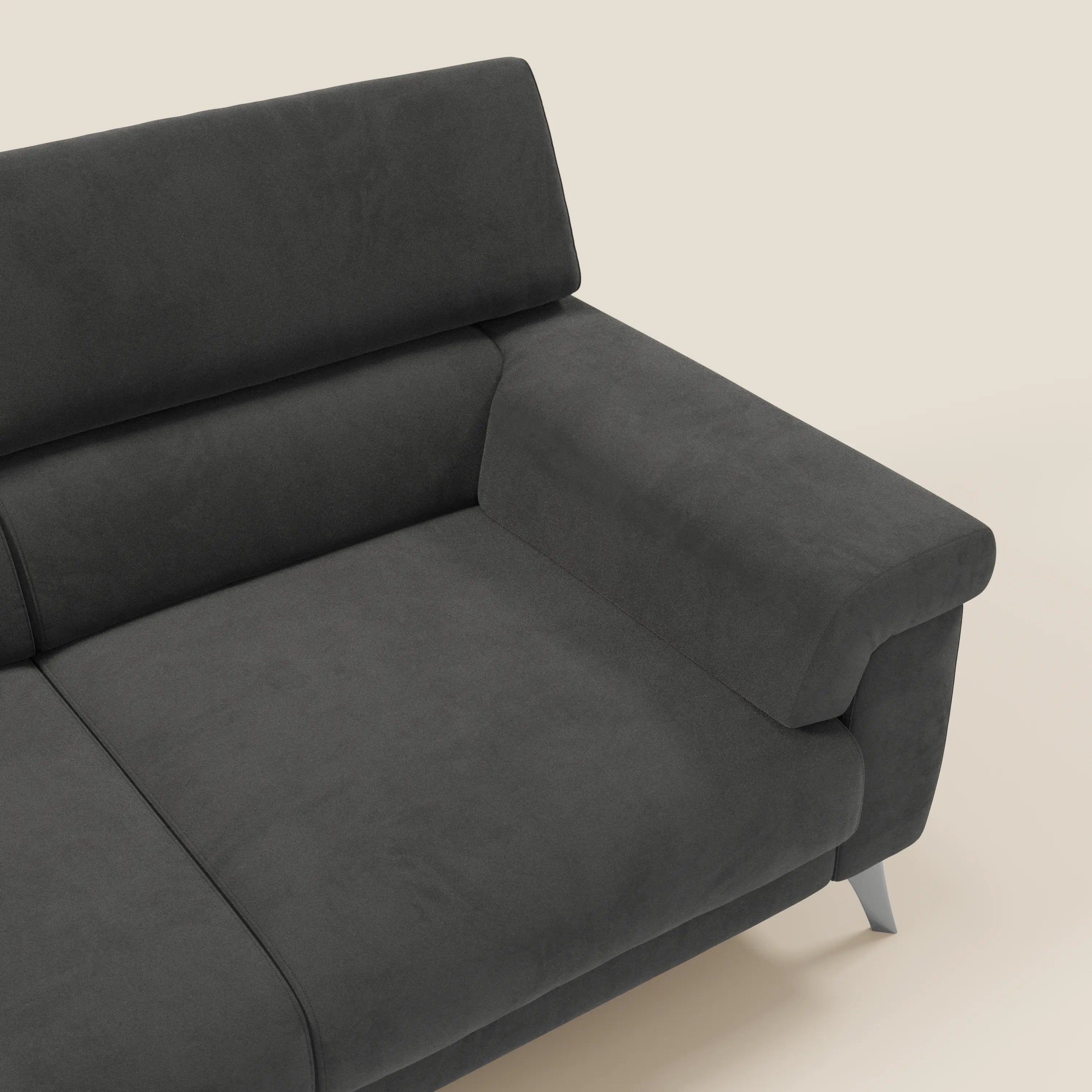 Raffaello Canapé avec 3 assises coulissantes et têtières inclinables en microfibre détachable T11