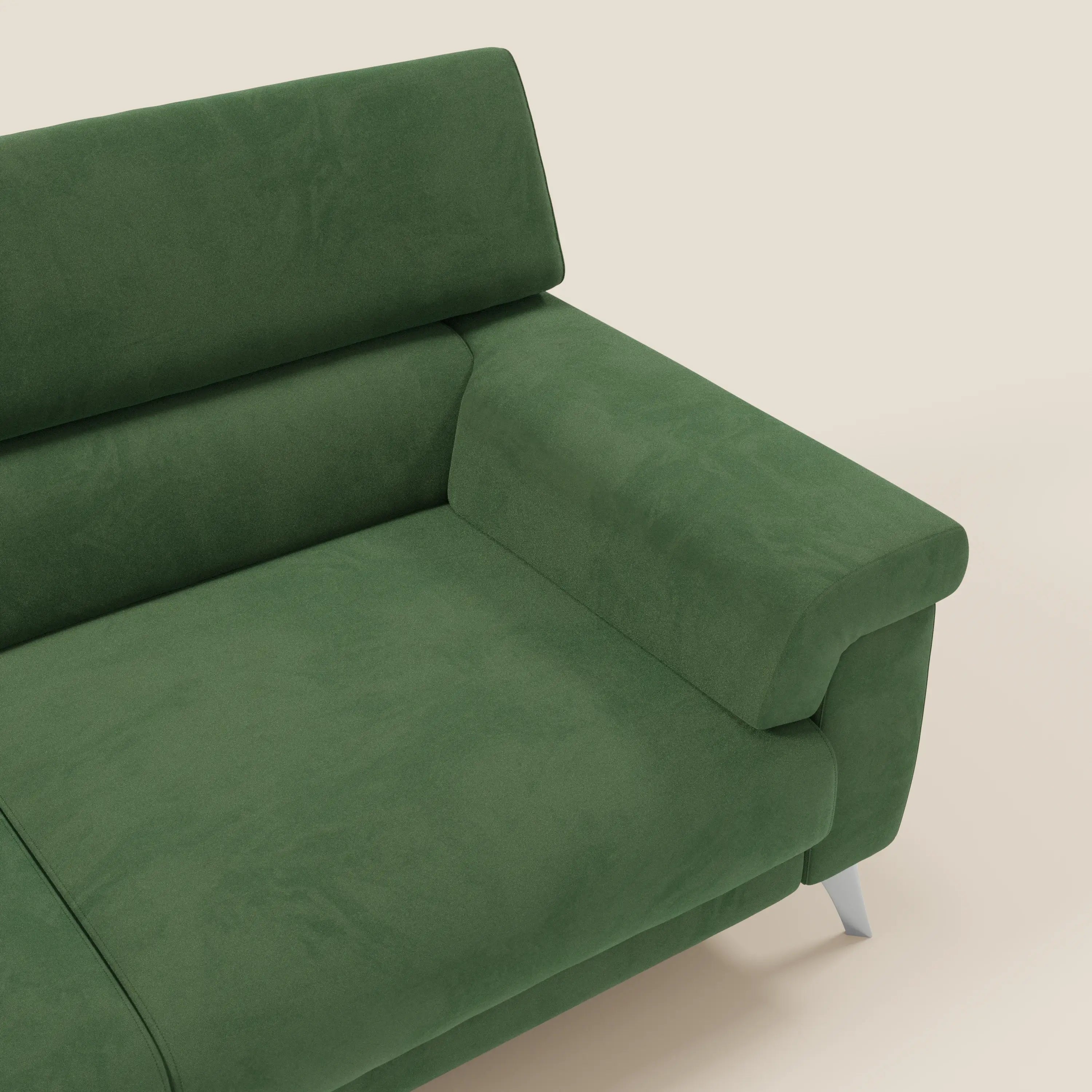 Raffaello Canapé  avec assises coulissantes et têtières inclinables en microfibre détachable T11 vert