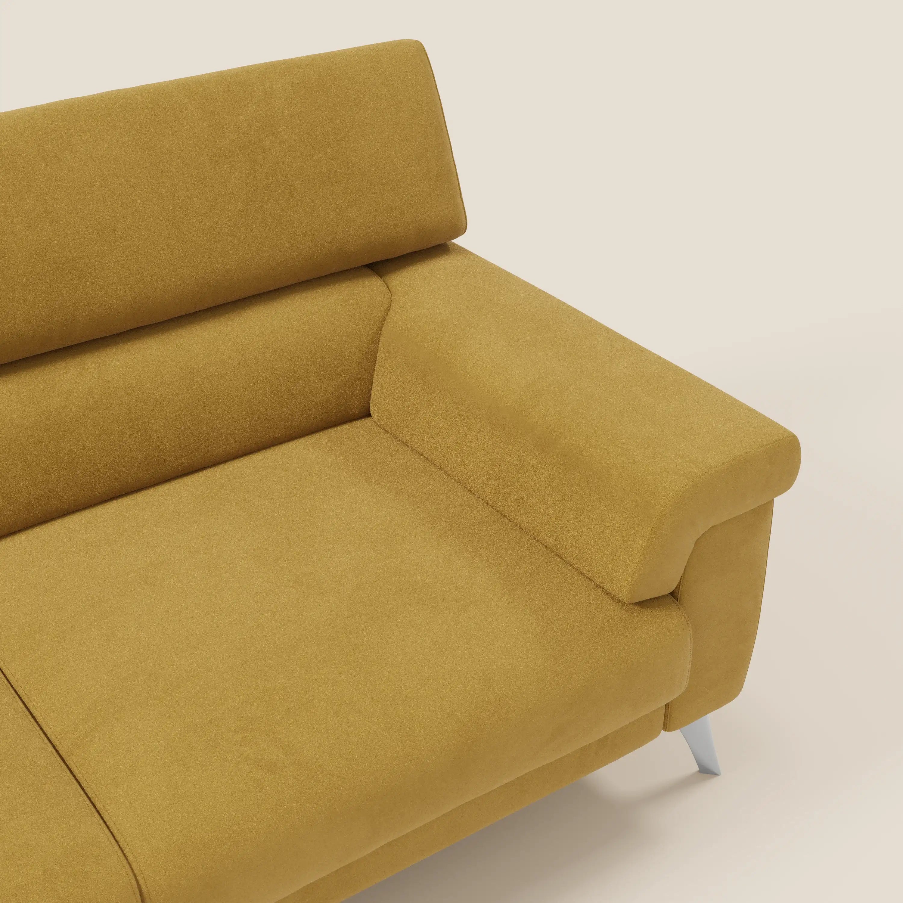 Raffaello Canapé  avec assises coulissantes et têtières inclinables en microfibre détachable T11 jaune