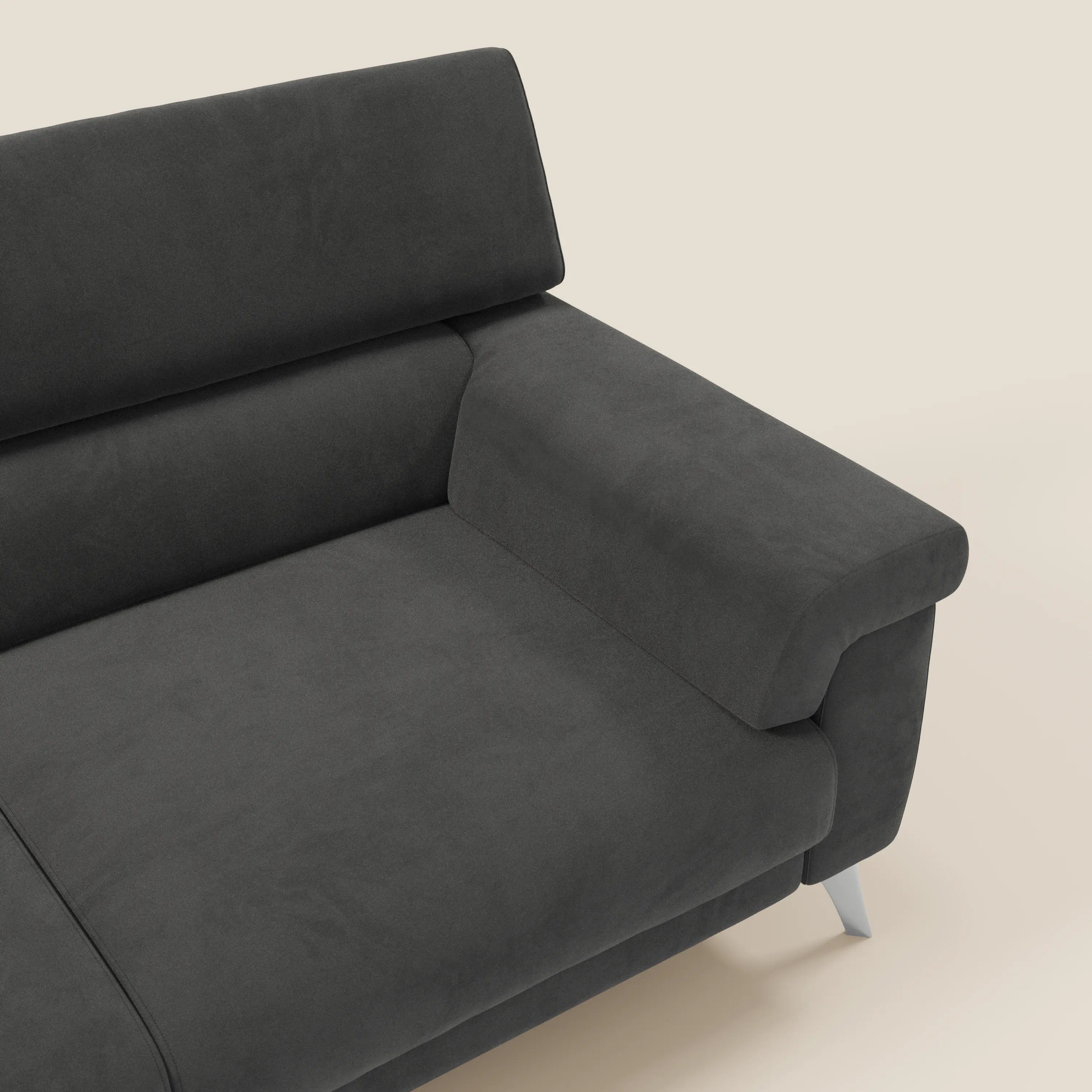 Raffaello Canapé  avec assises coulissantes et têtières inclinables en microfibre détachable T11 noir