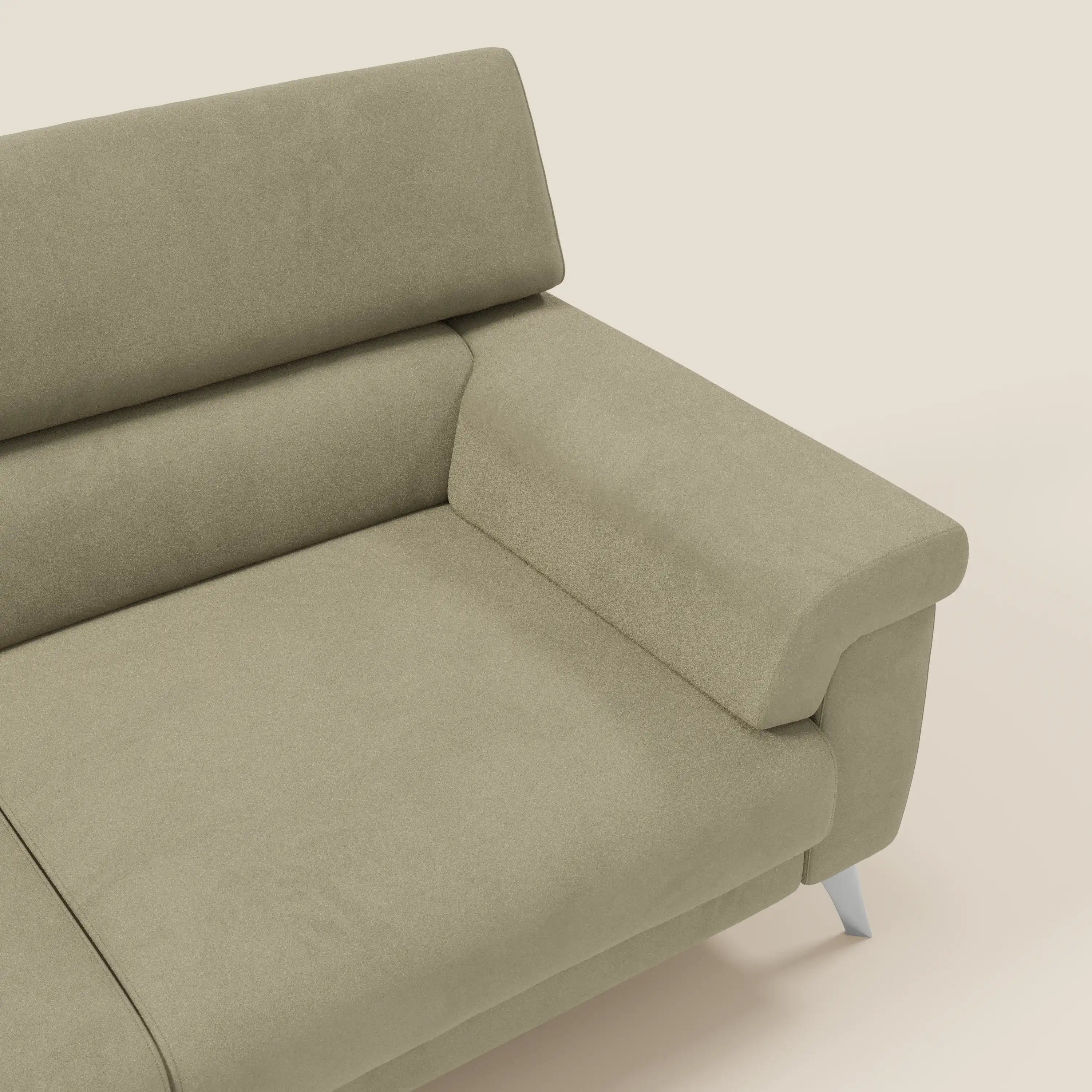 Raffaello Canapé  avec assises coulissantes et têtières inclinables en microfibre détachable T11 beige