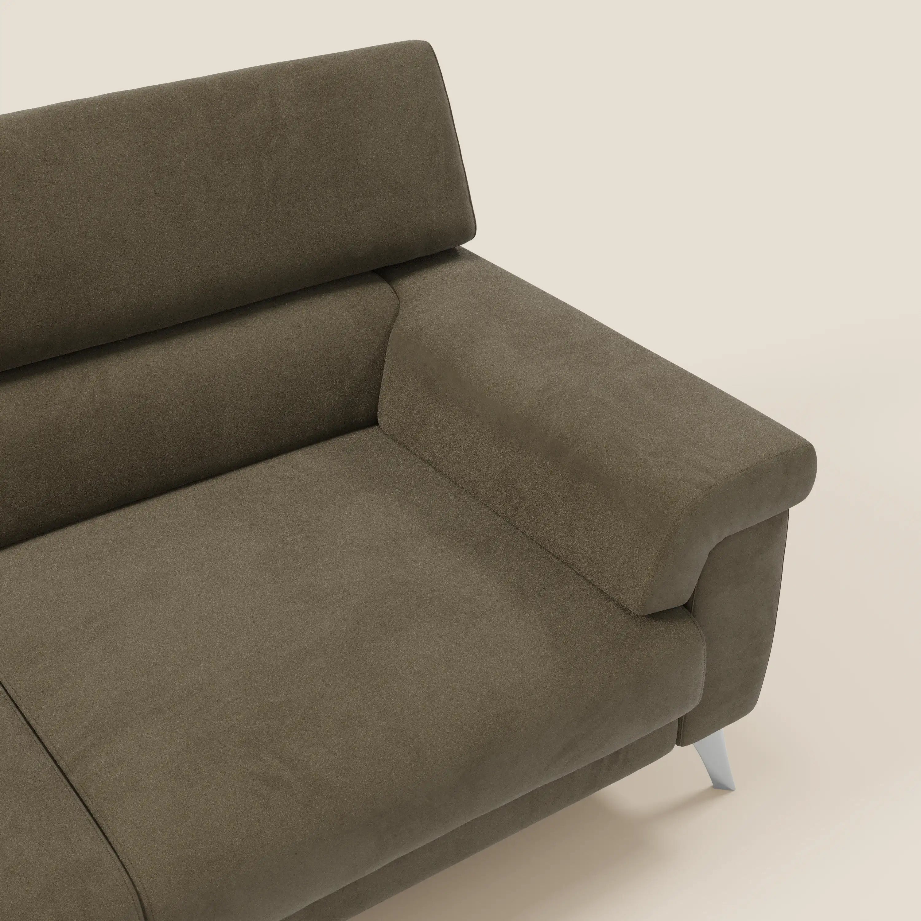 Raffaello Canapé  avec assises coulissantes et têtières inclinables en microfibre détachable T11 marron