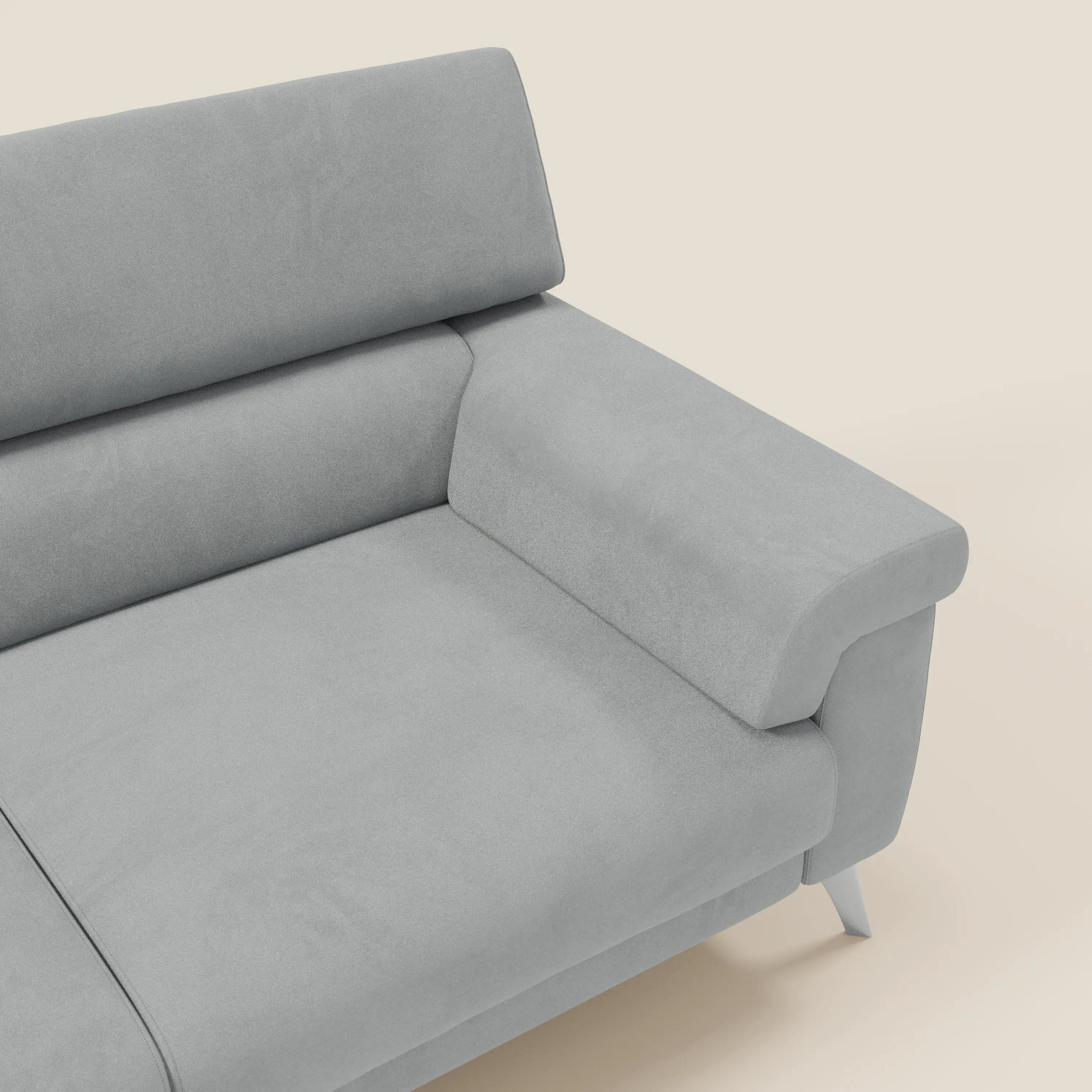 Raffaello Canapé  avec assises coulissantes et têtières inclinables en microfibre détachable T11 gris clair
