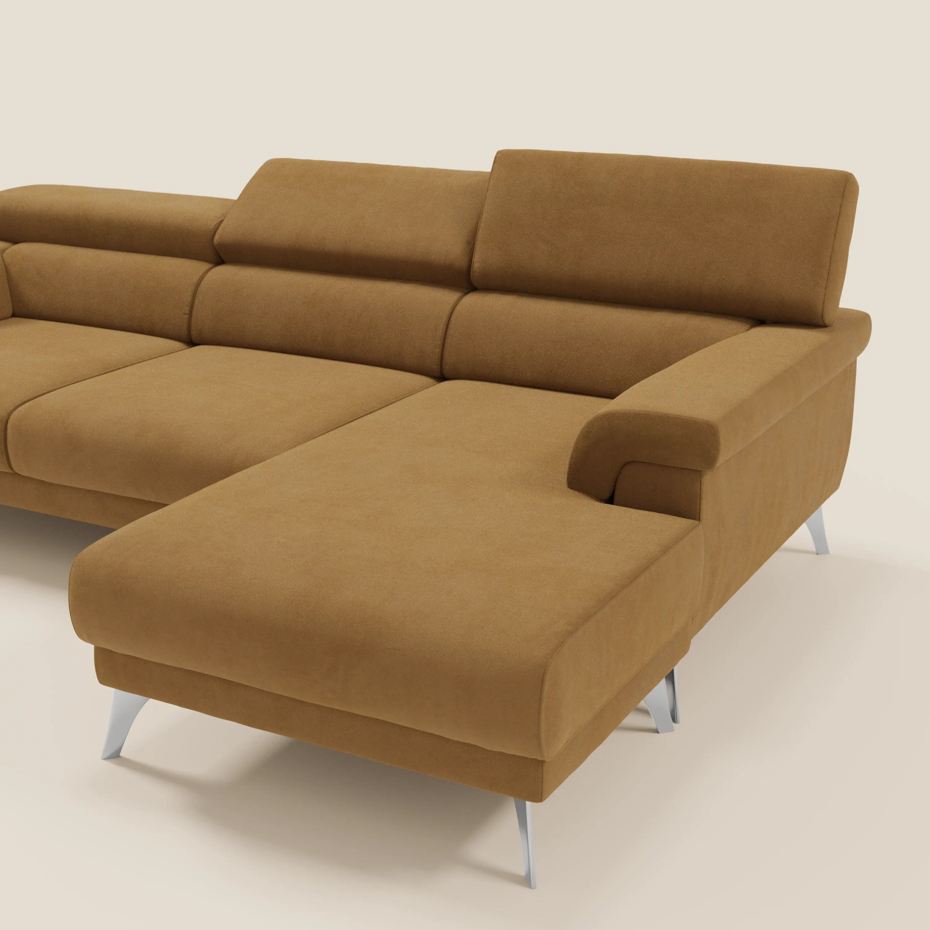 Raffaello Canapé d'angle avec assises coulissantes et têtières en microfibre détachable T11 cuir