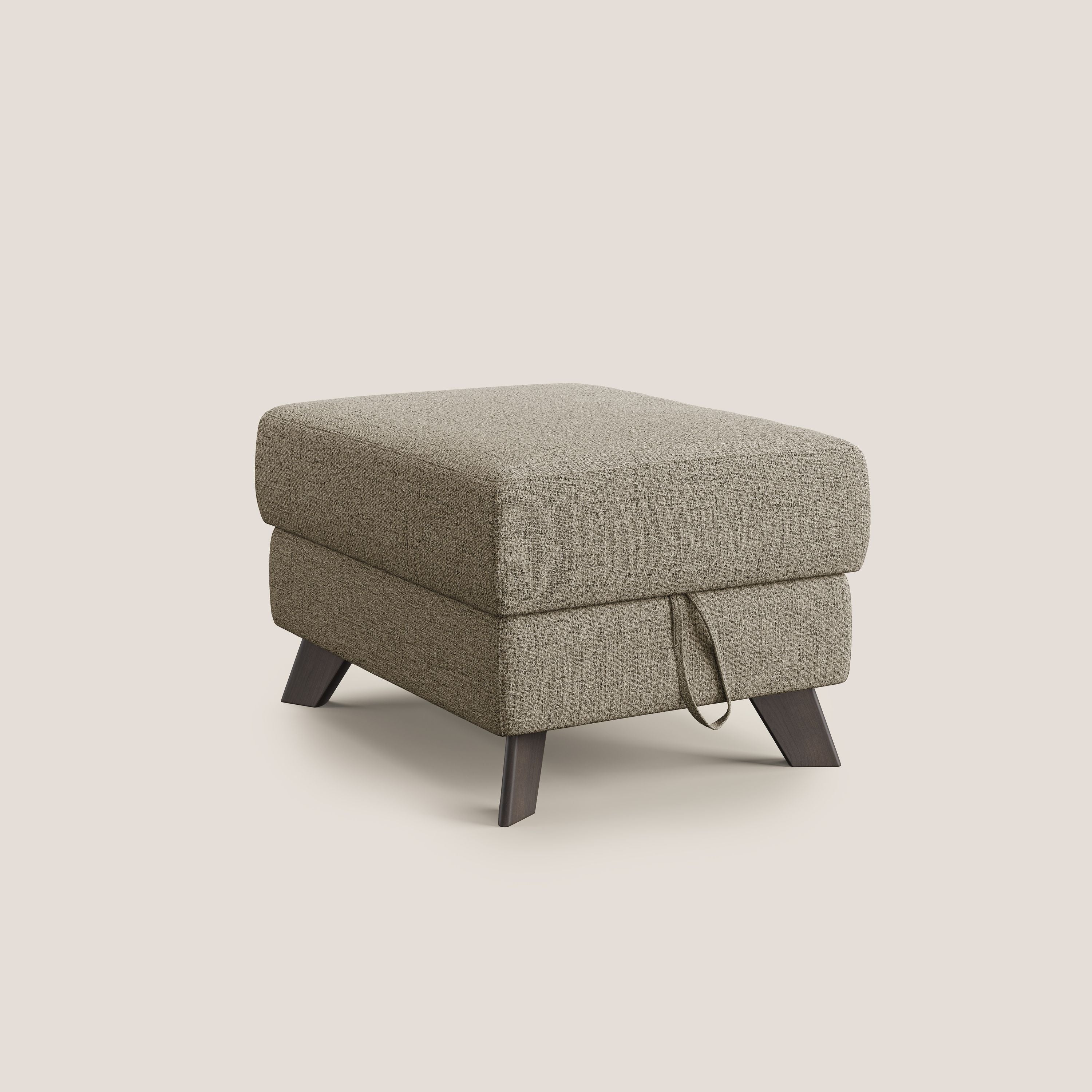 Moon Pouf contenitore e piedini alti in tessuto morbido impermeabile fiammato T03 marrone - divani.store