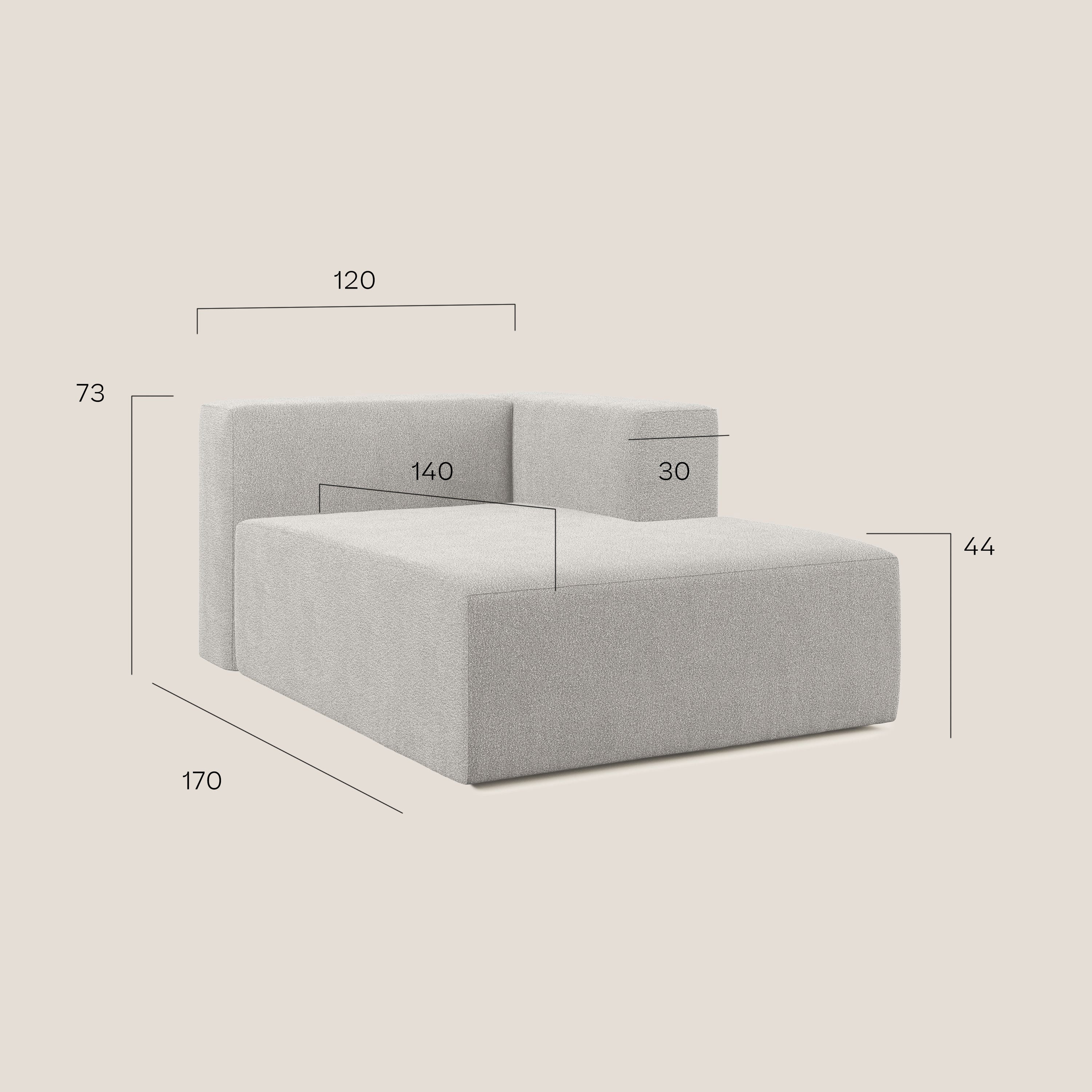 Nettuno modulo chaise longue in morbido tessuto bouclè T07 carta da zucchero - divani.store