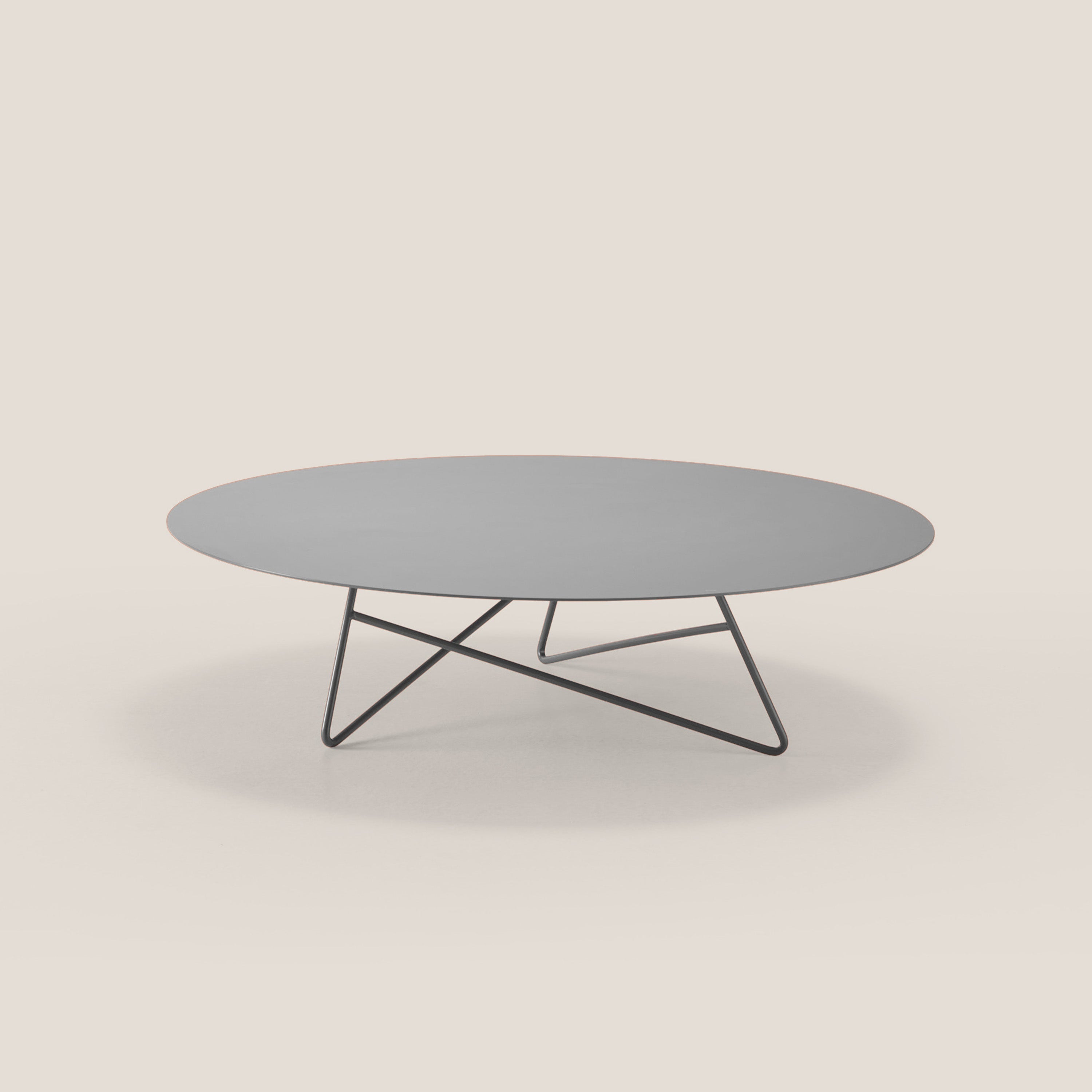 Ermione tavolino basso rotondo da salotto in metallo h25 pioggia - divani.store