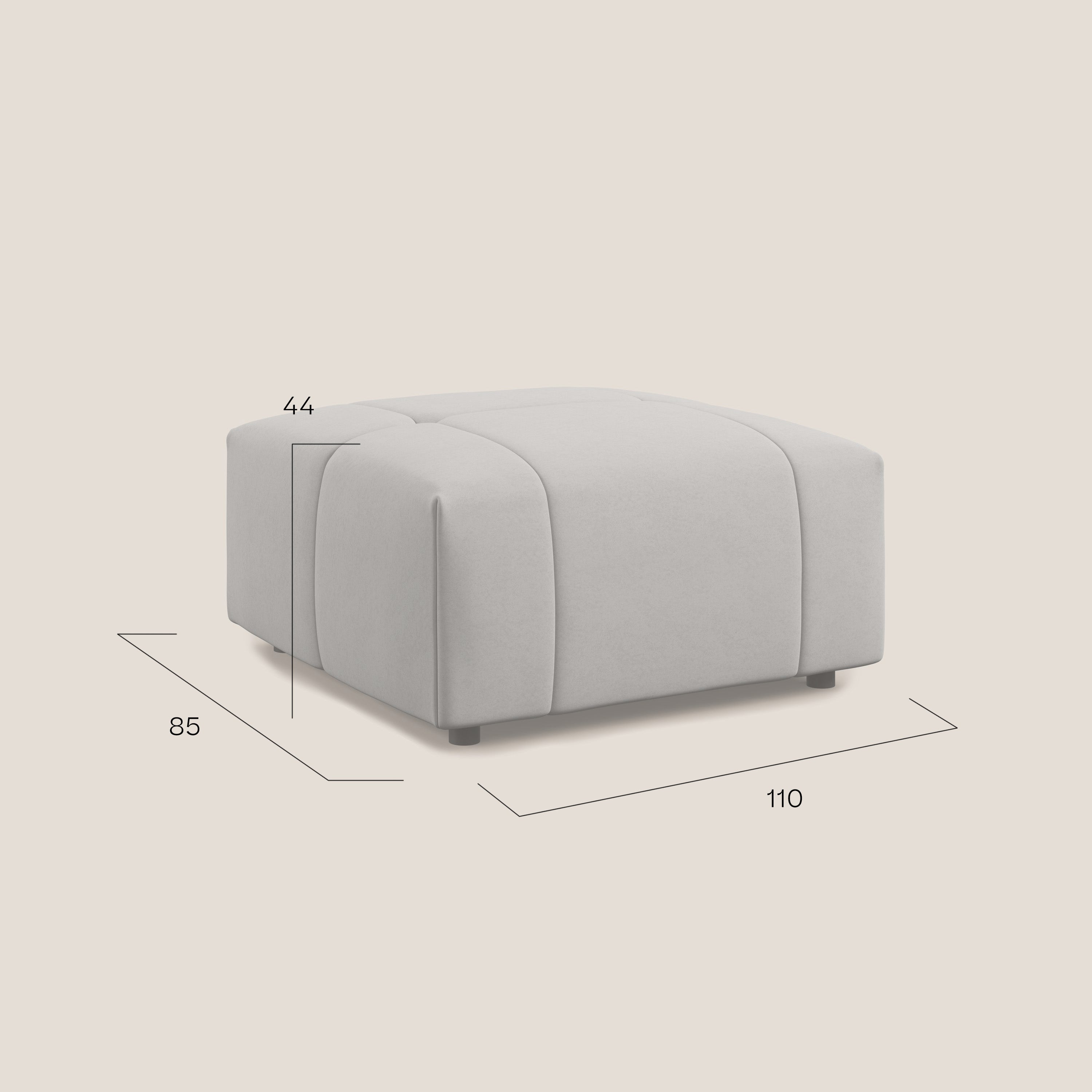Giotto pouf in morbida microfibra effetto velluto impermeabile idrorepellente T09 grigio - divani.store