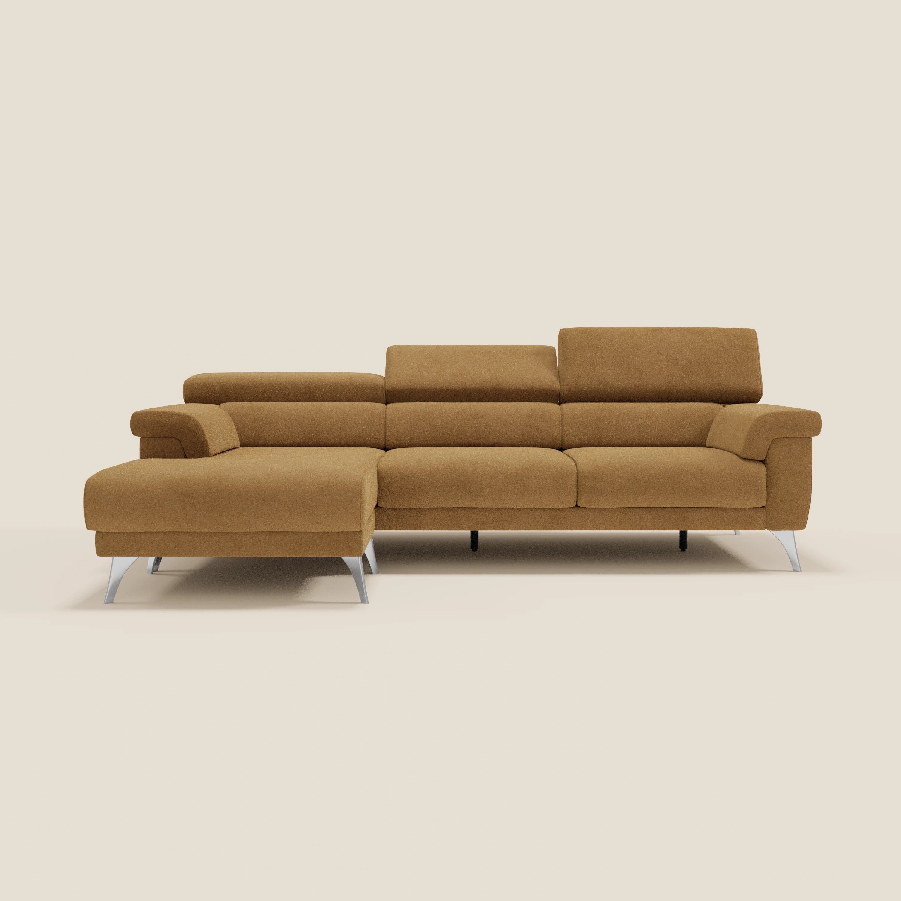 Raffaello Canapé d'angle avec assises coulissantes et têtières en microfibre détachable T11 cuir