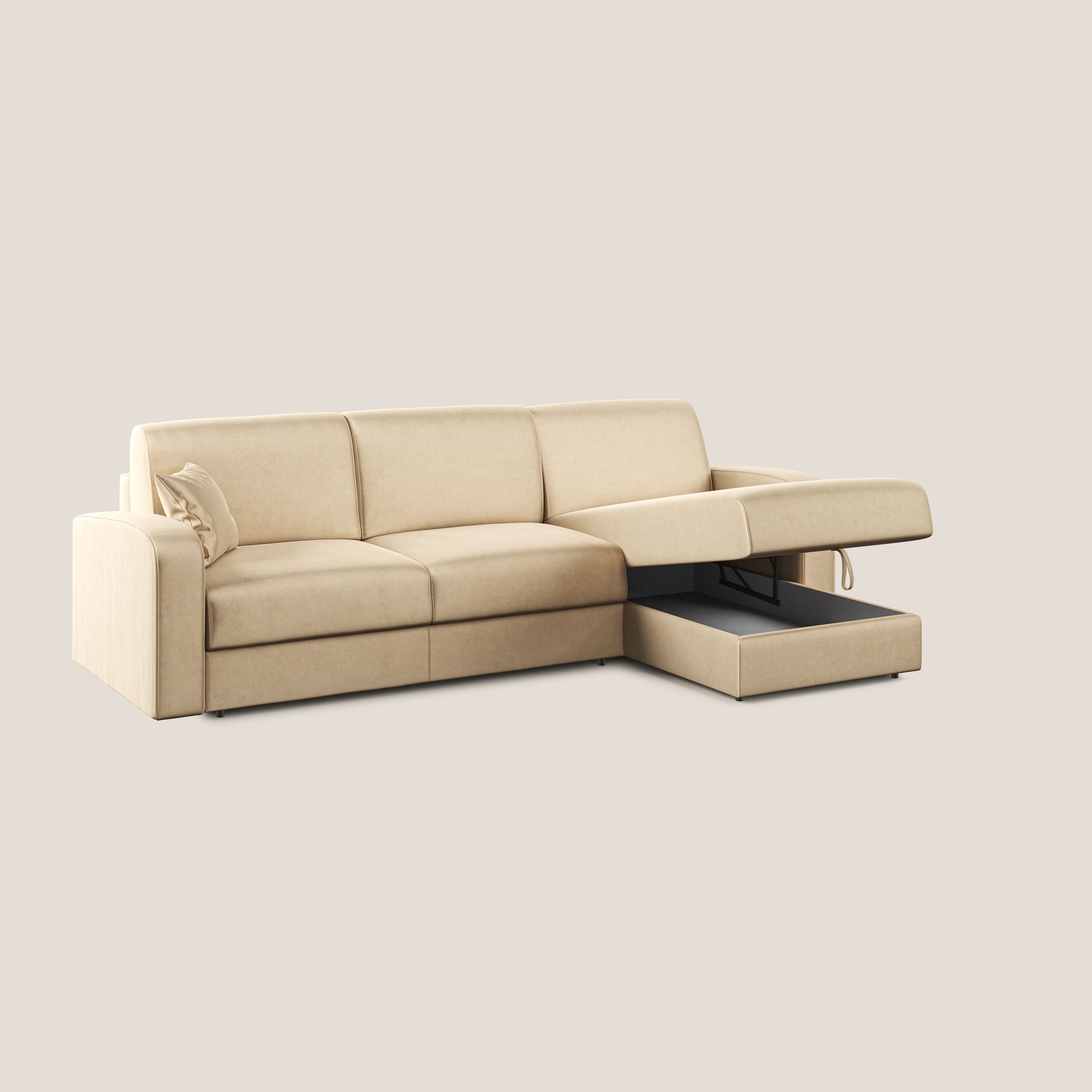 Lebron Divano letto angolare con penisola in velluto morbido T01 - divani.store