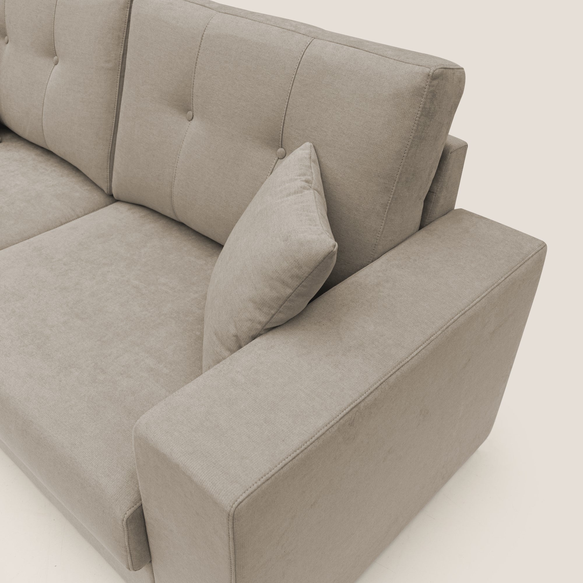 GIOVE Divano angolare Sinistro 293 cm 5 posti in tessuto impermeabile T02 BEIGE - divani.store