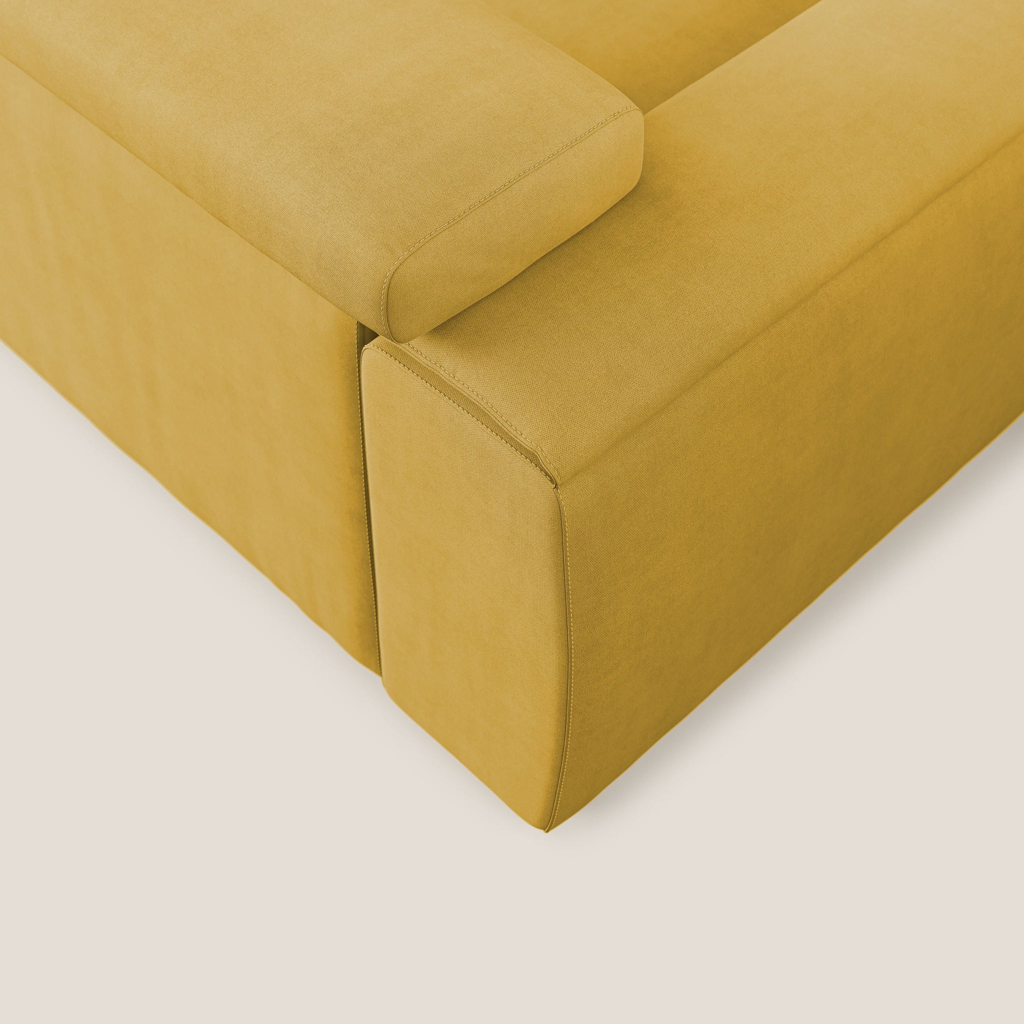 Zeno canapé d'angle et pouf extractible en tissu doux imperméable T02