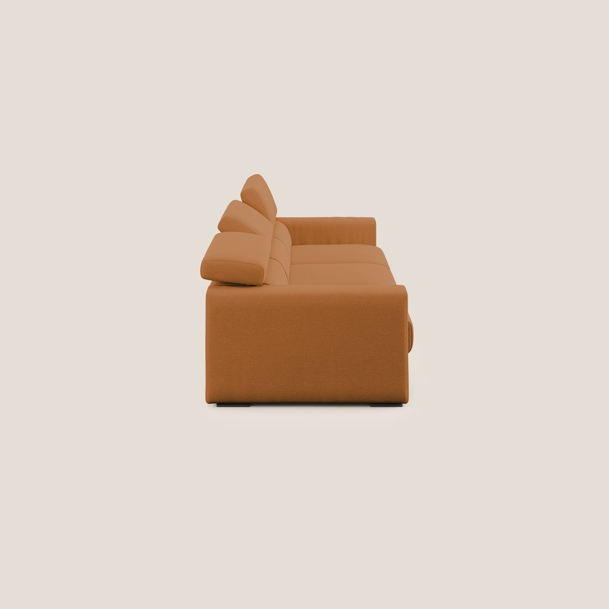 Dylan canapé avec pouf extractible à 3 assises en tissu flamme effet coton impermeabile T19