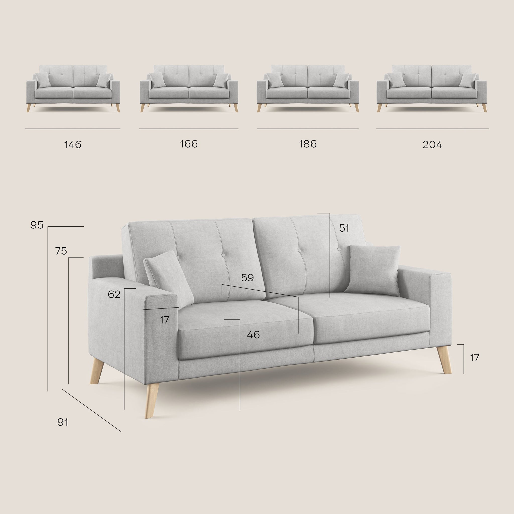 Danish canapé moderne en tissu écologique T10