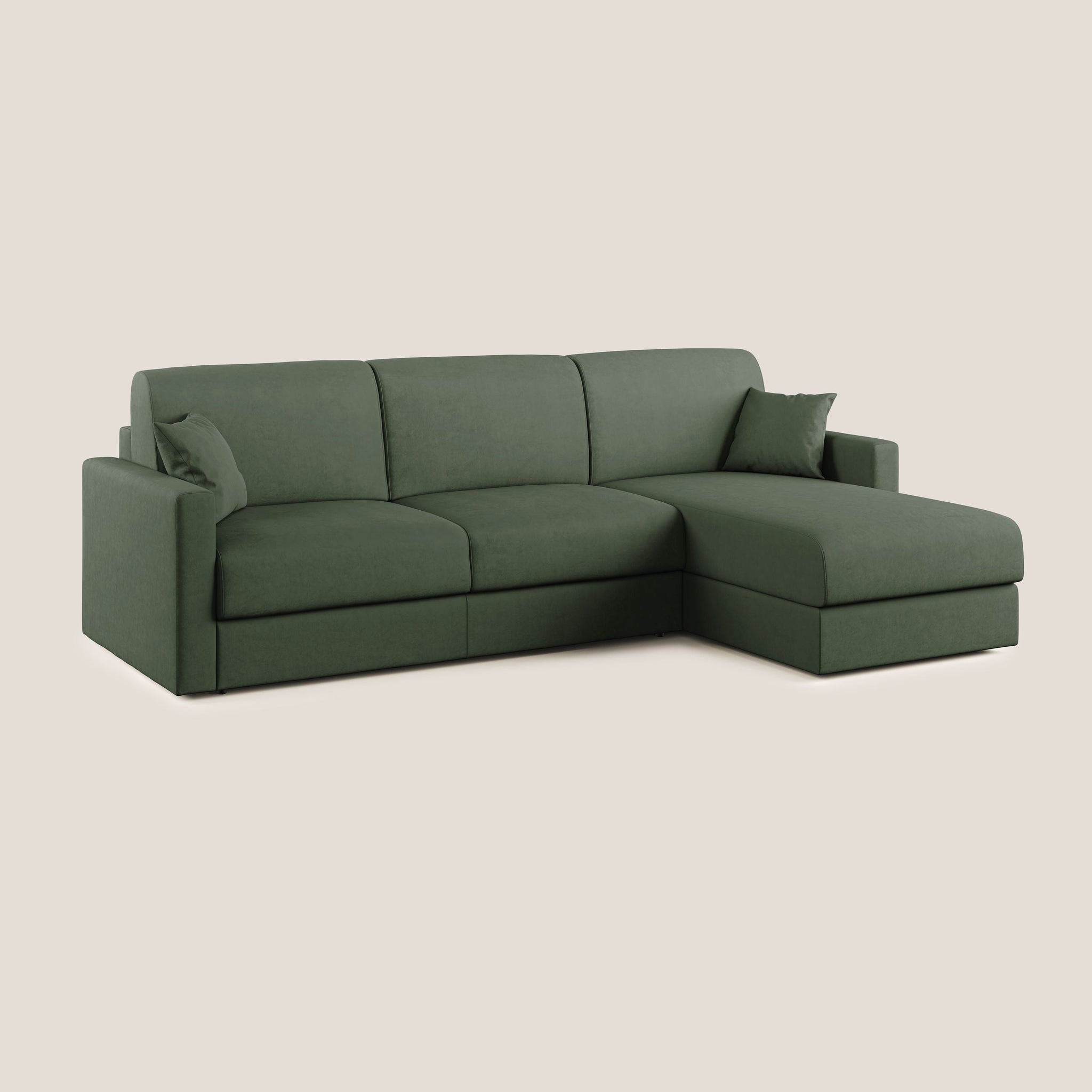 CHRIS Divano letto angolare con penisola in microfibra smacchiabile - via_enabled - Divani.Store