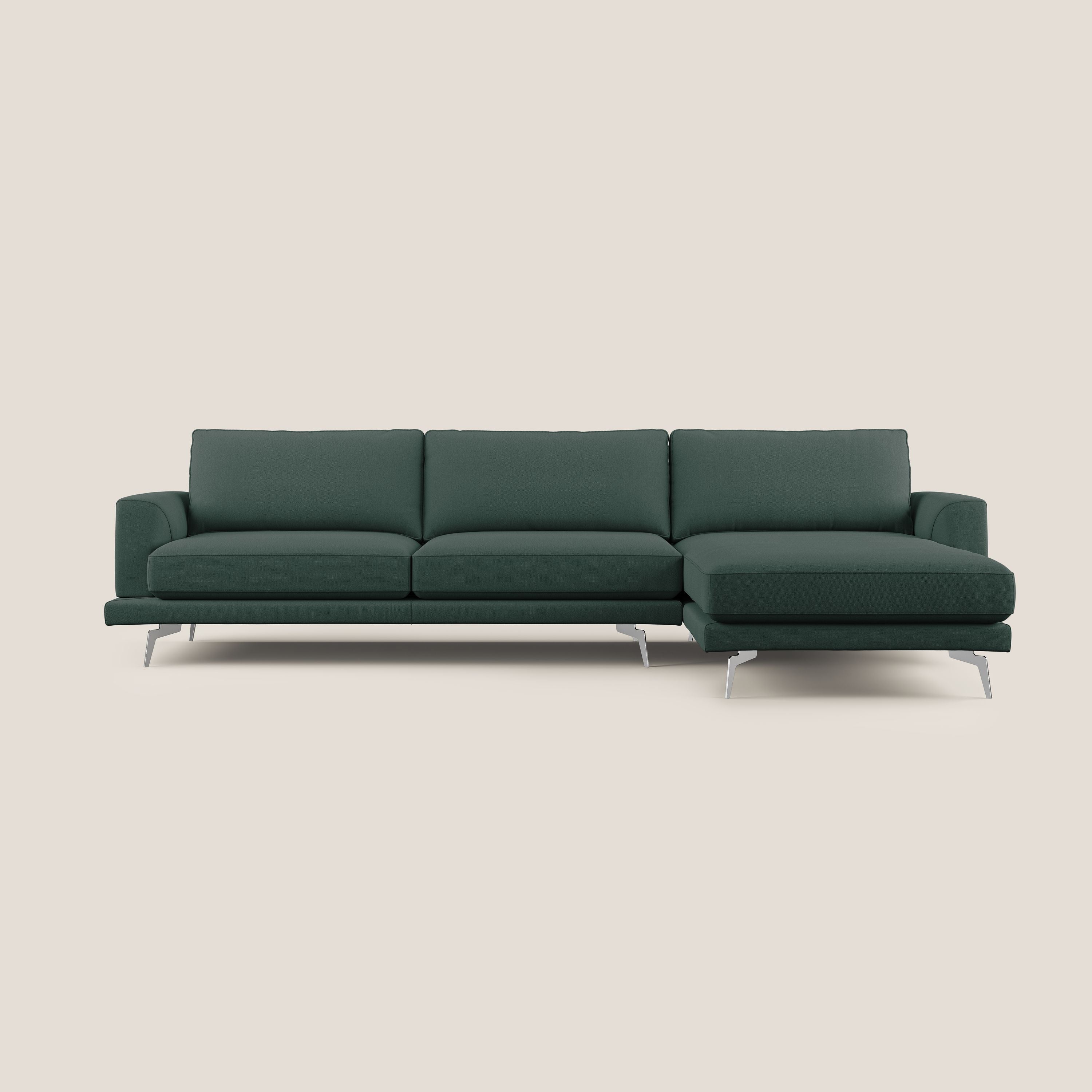 Dorian divano moderno angolare con penisola in tessuto morbido antimacchia T05 - divani.store