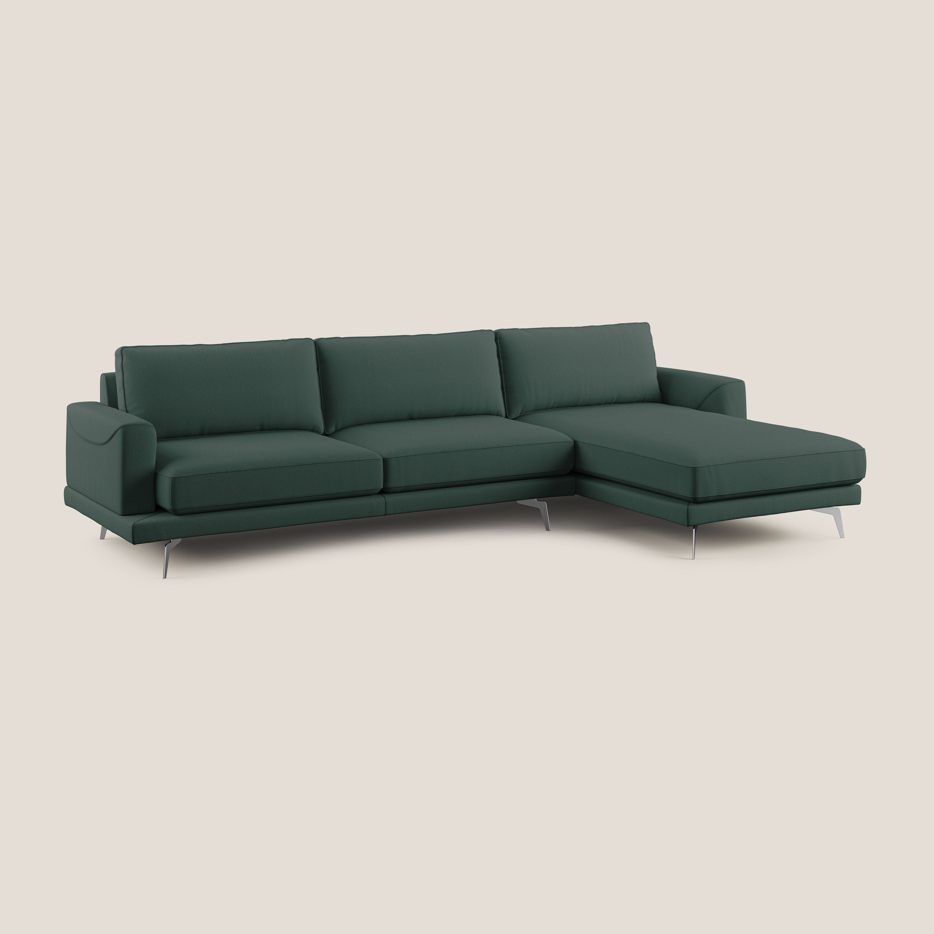 Dorian divano moderno angolare con penisola in tessuto morbido antimacchia T05 - divani.store