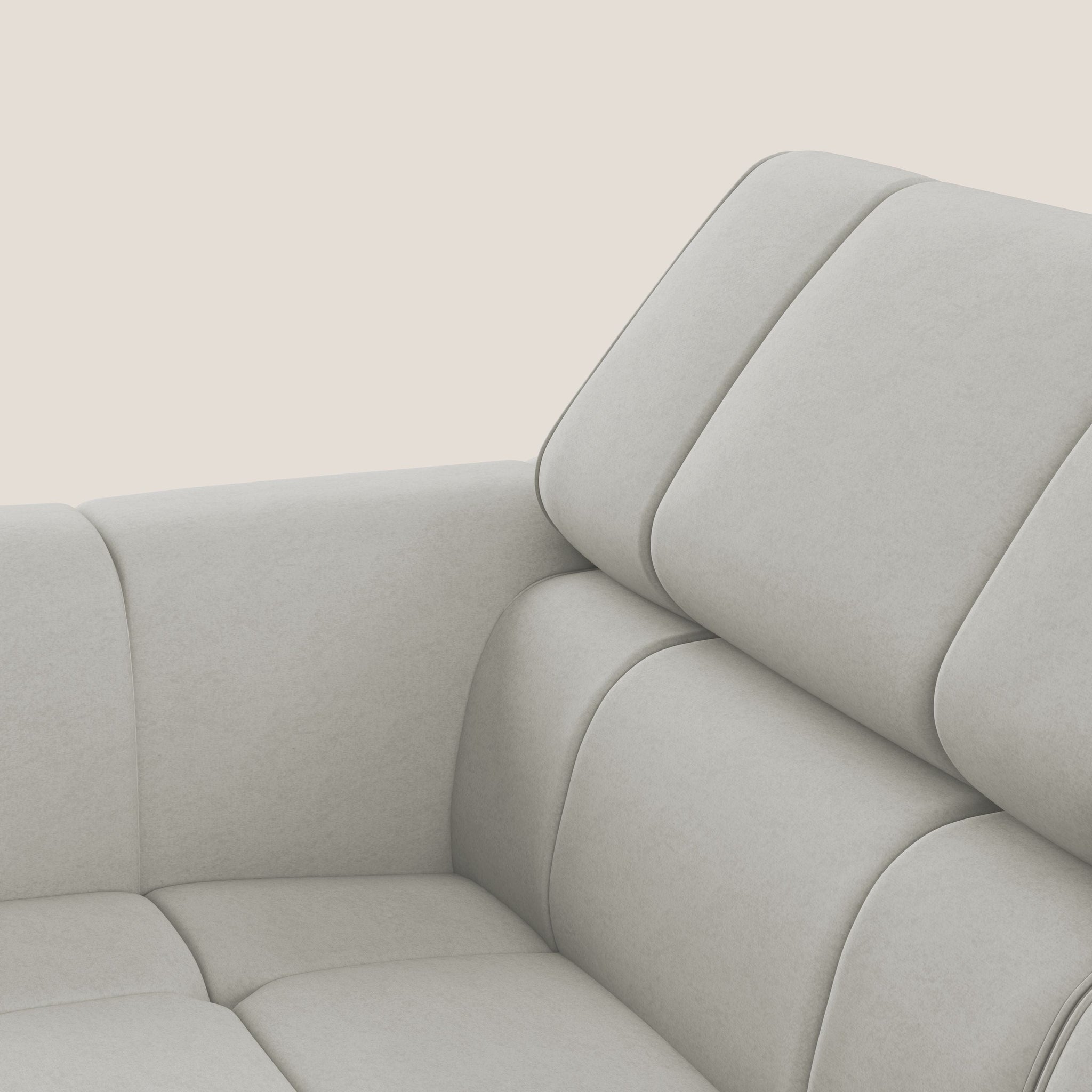 Giotto Canapé modulaire à  3 assises avec option relax électrique en microfibre imperméable effet velours T09