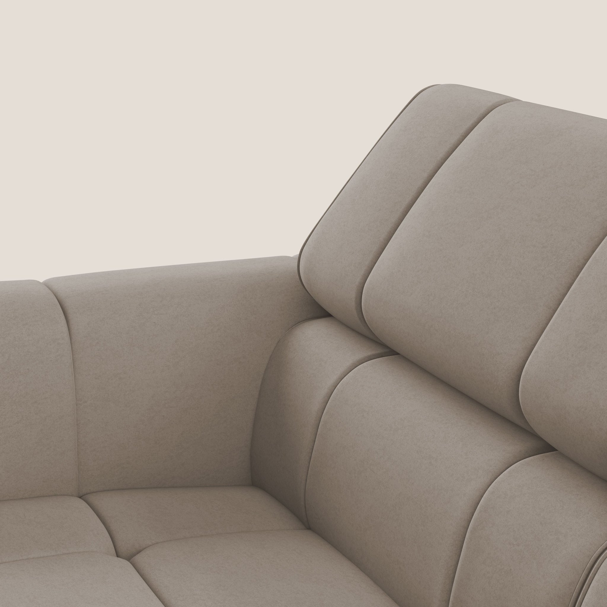 Giotto Canapé modulaire à  3 assises avec option relax électrique en microfibre imperméable effet velours T09