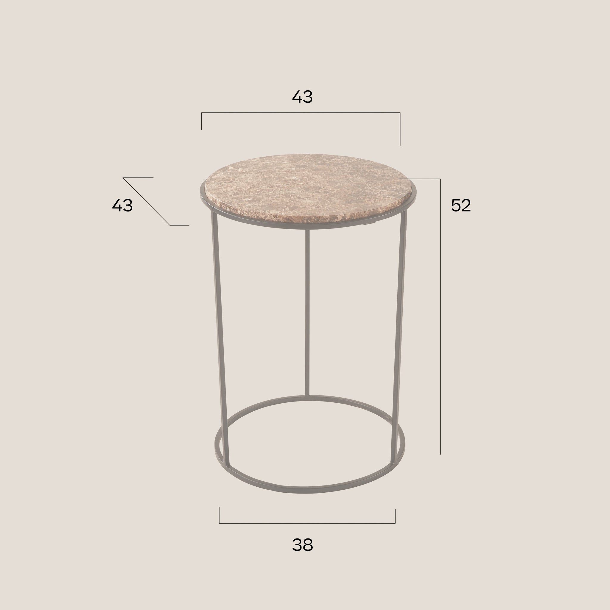 Costance table basse ronde avec plateau en marbre Emperador