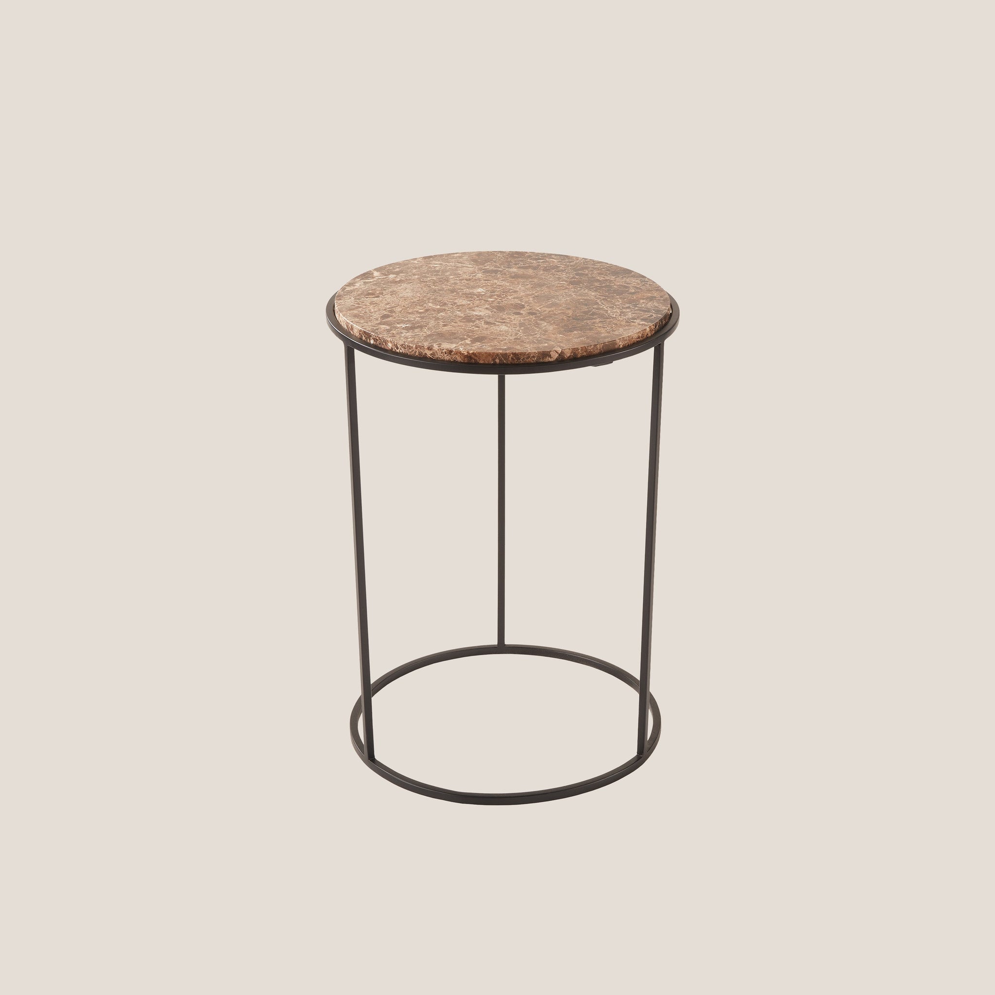 Costance table basse ronde avec plateau en marbre Emperador