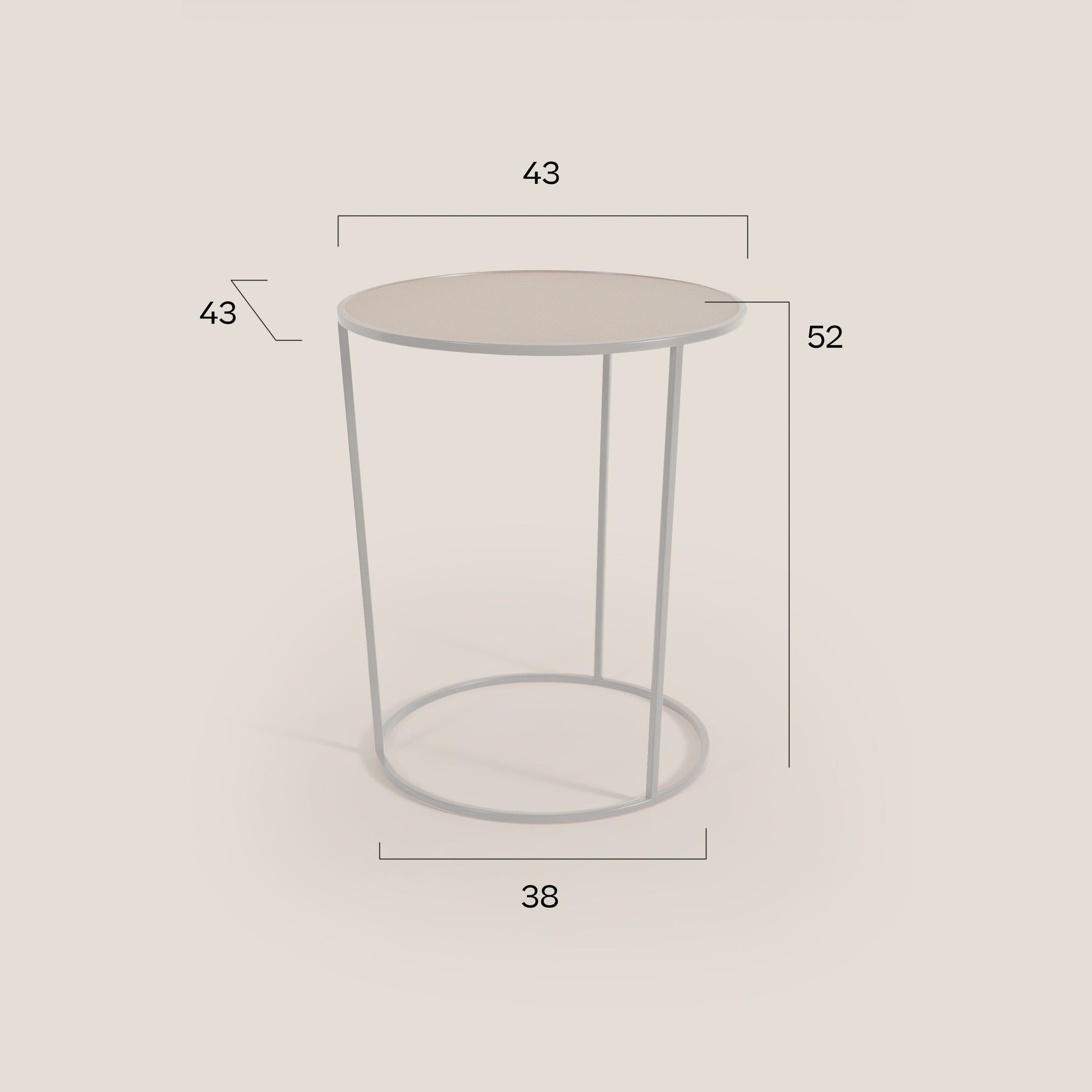 Costance Table basse ronde avec plateau en cuir fleur mélamine